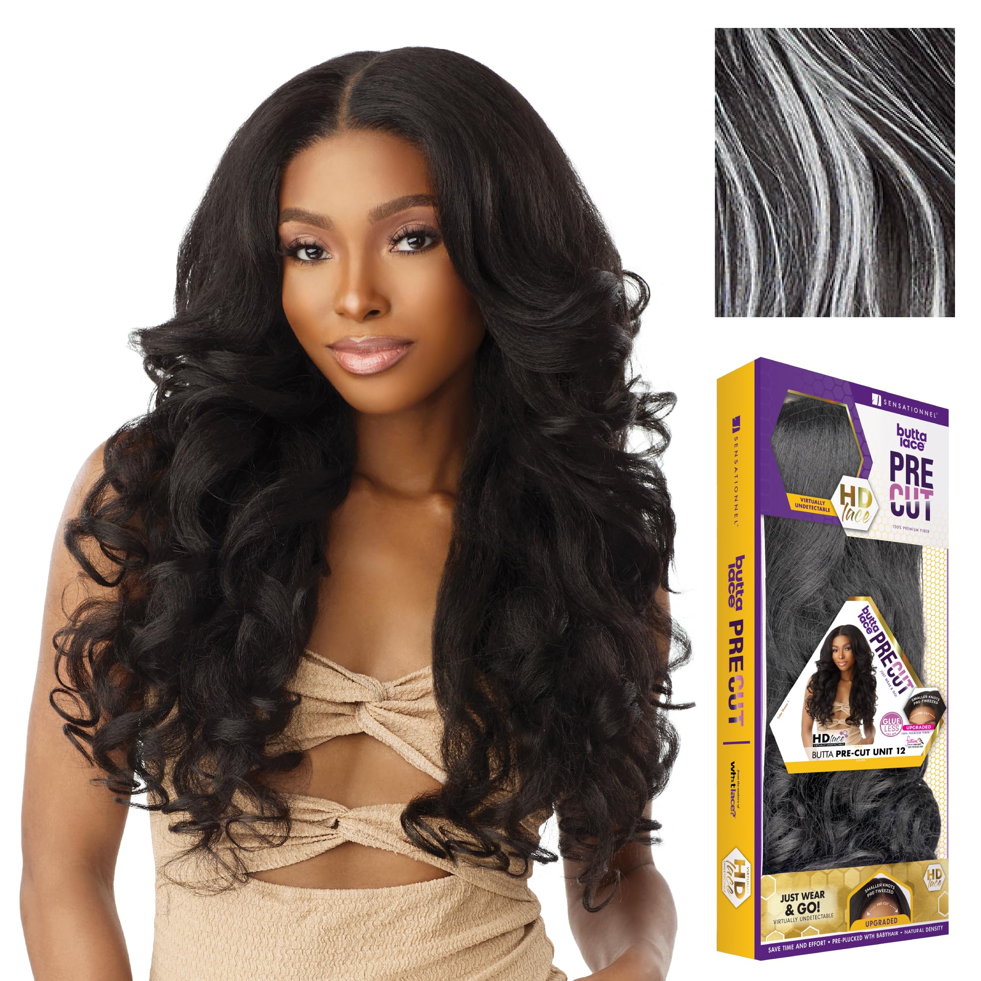 Sensationnel Butta Lace Precut Wigs - Unit 12 Glueless Extra Wide 5 Inch Deep Parting Synthetic Pre Tweezed Smaller Knot Hairline (BALAYAGEPLATINUM)