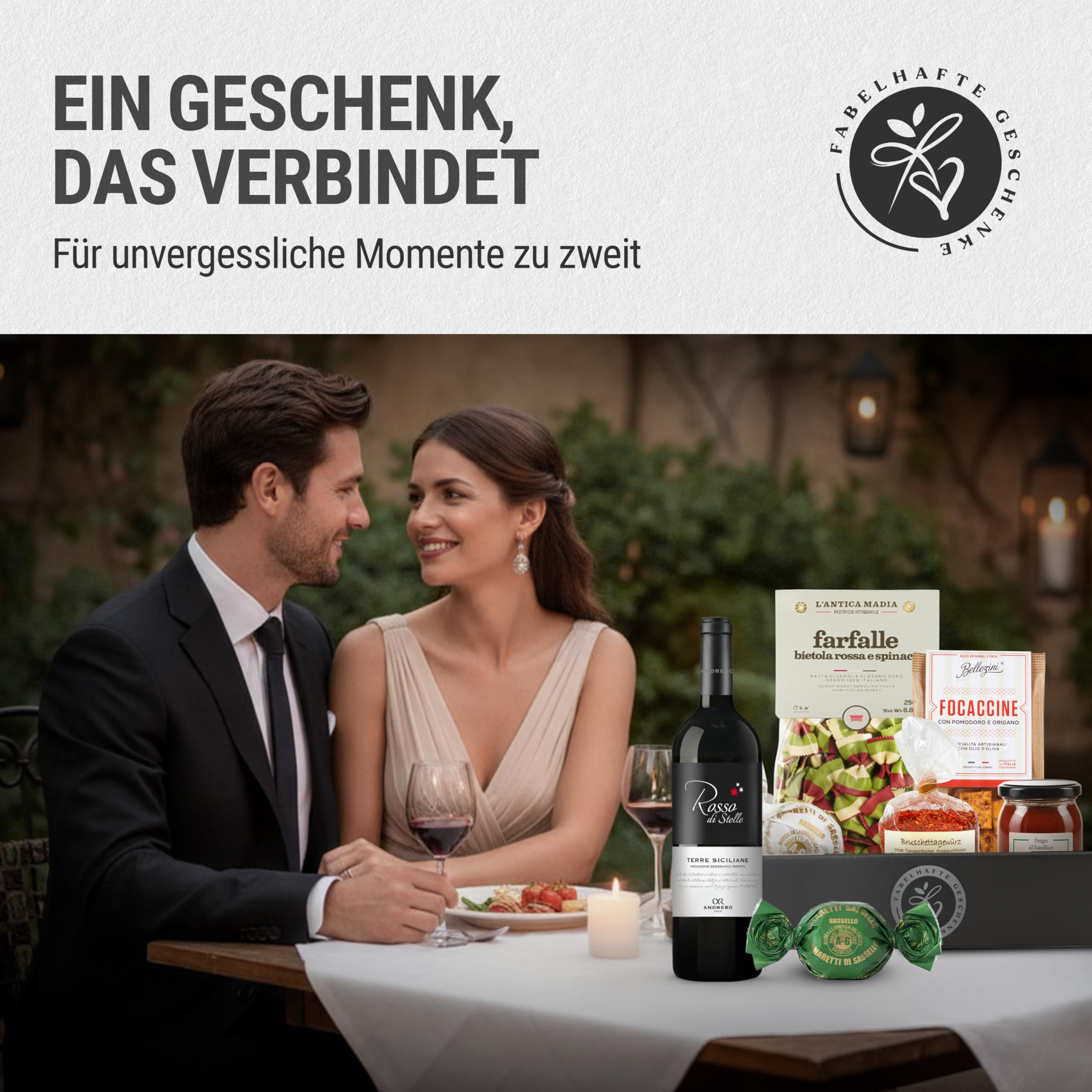 Danke-Präsentkorb Italia gefüllt mit Rotwein & italienischen Delikatessen Geschenkkorb