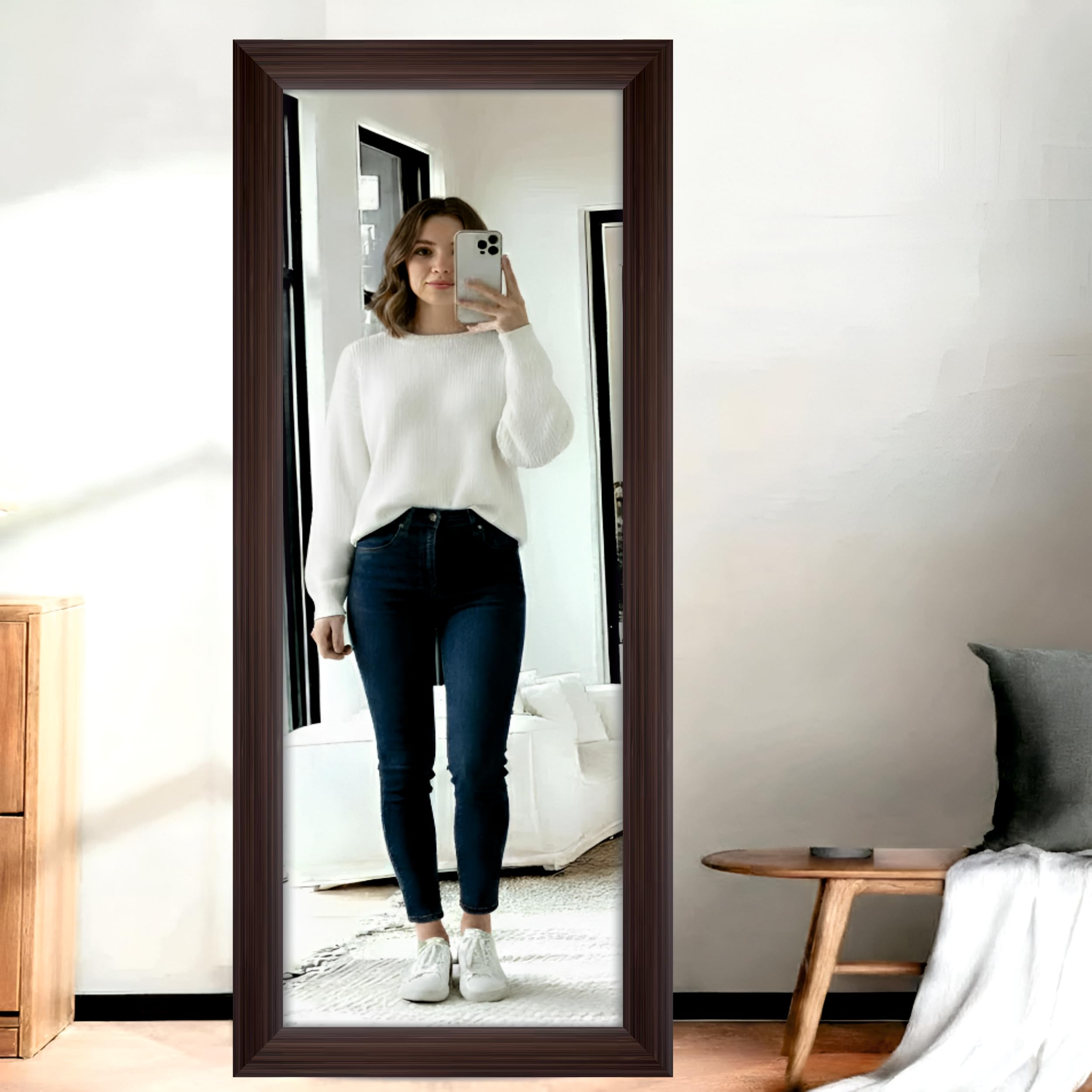 Creative Arts n Frames 15x51 inch Chocolate Color Long Fiber Wood Wall Hanging Mount HD Mirror Home Decor Items Living Room Bathroom Bedroom Hotel Office (Rolex Dark HD Mirror)-image-29