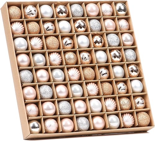 Sea Team Paquete de 64 mini esferas de Navidad con cuerdas, bolas pequeñas de 1.181 in, bombillas de Navidad de plástico inastillables, decoraciones Sea Team Paquete de 64 mini esferas de Navidad con cuerdas, bolas pequeñas de 1.181 in, bombillas de Navidad de plástico inastillables, decoraciones