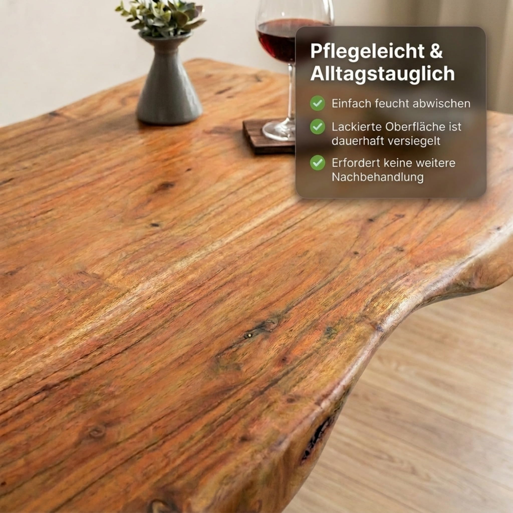 SAM Esstisch Cali 180x90 cm Akazie Natur Spider-Gestell schwarz | Baumkantentisch massiv, Akazienholz naturfarben, Esszimmertisch, Industrial-Design