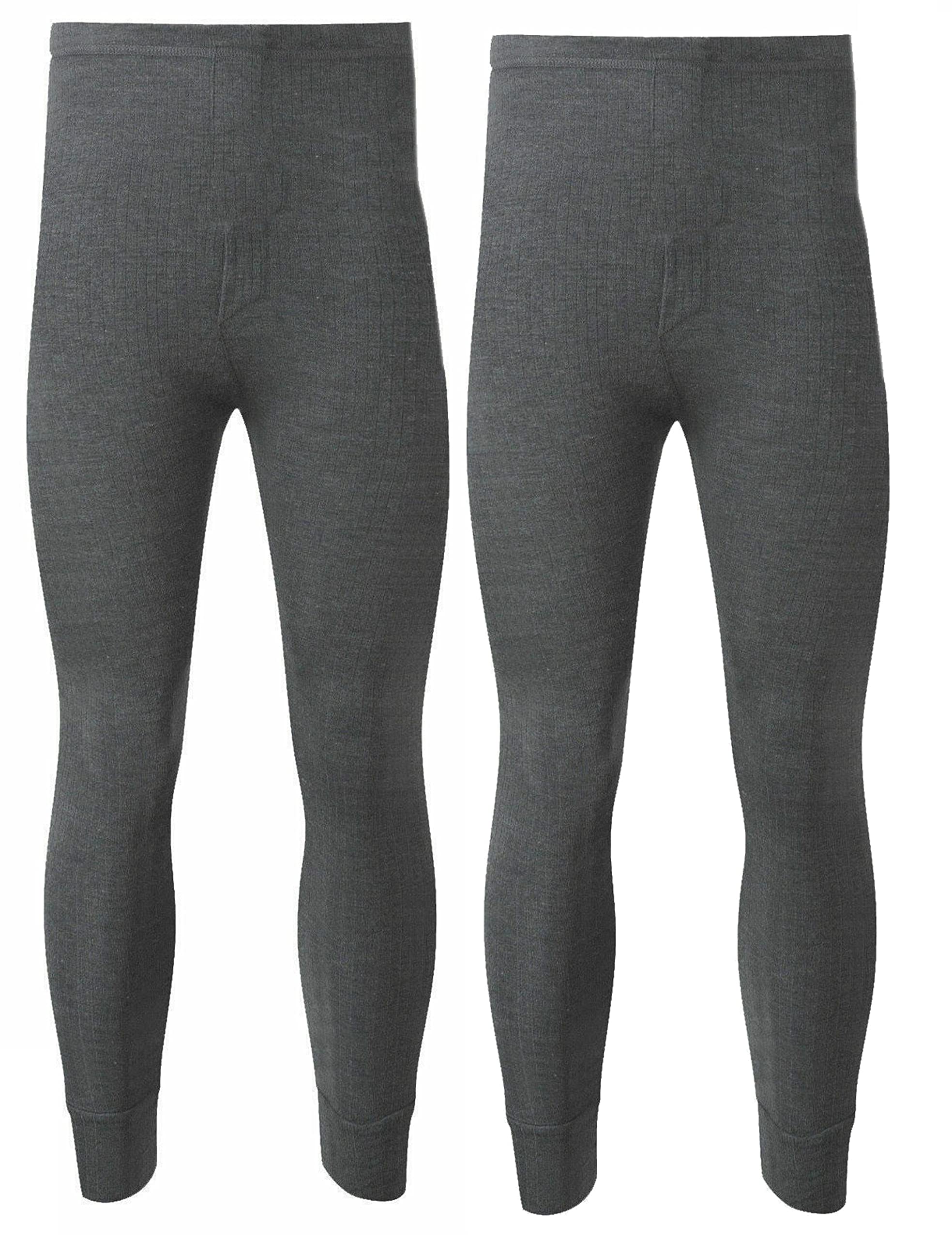 Zargun Men's Charcoal Pack Of 2 Thermal Trousers Long Johns Warm Underwear Baselayer, S M L Xl Xxl Thermals (Xl, )