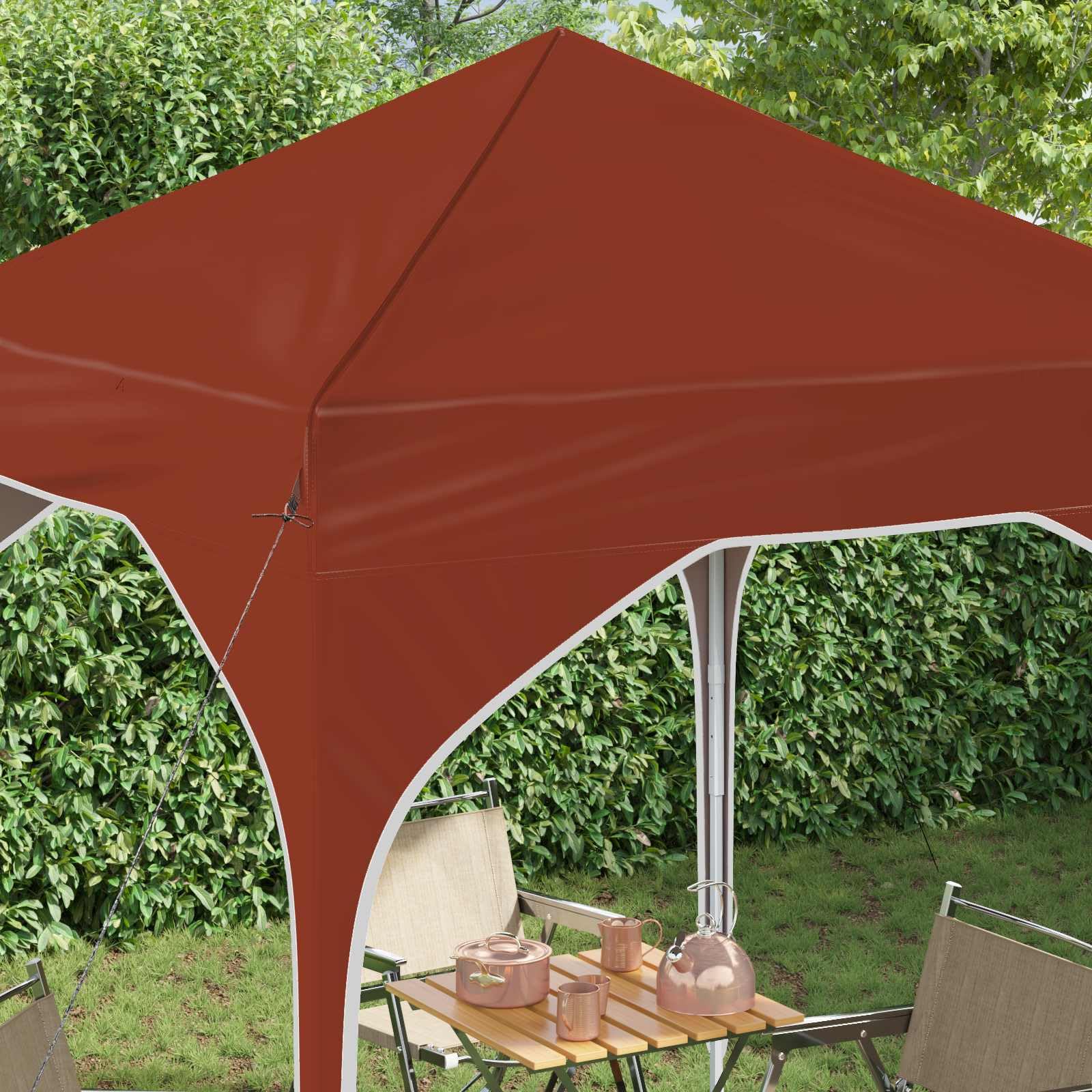 Namiot imprezowy typu pop-up, terakota, 194 x 194 x 245 cm, składany i składany, z ochroną przed promieniowaniem UV i wodą, odporny na warunki atmosferyczne namiot ogrodowy do użytku na