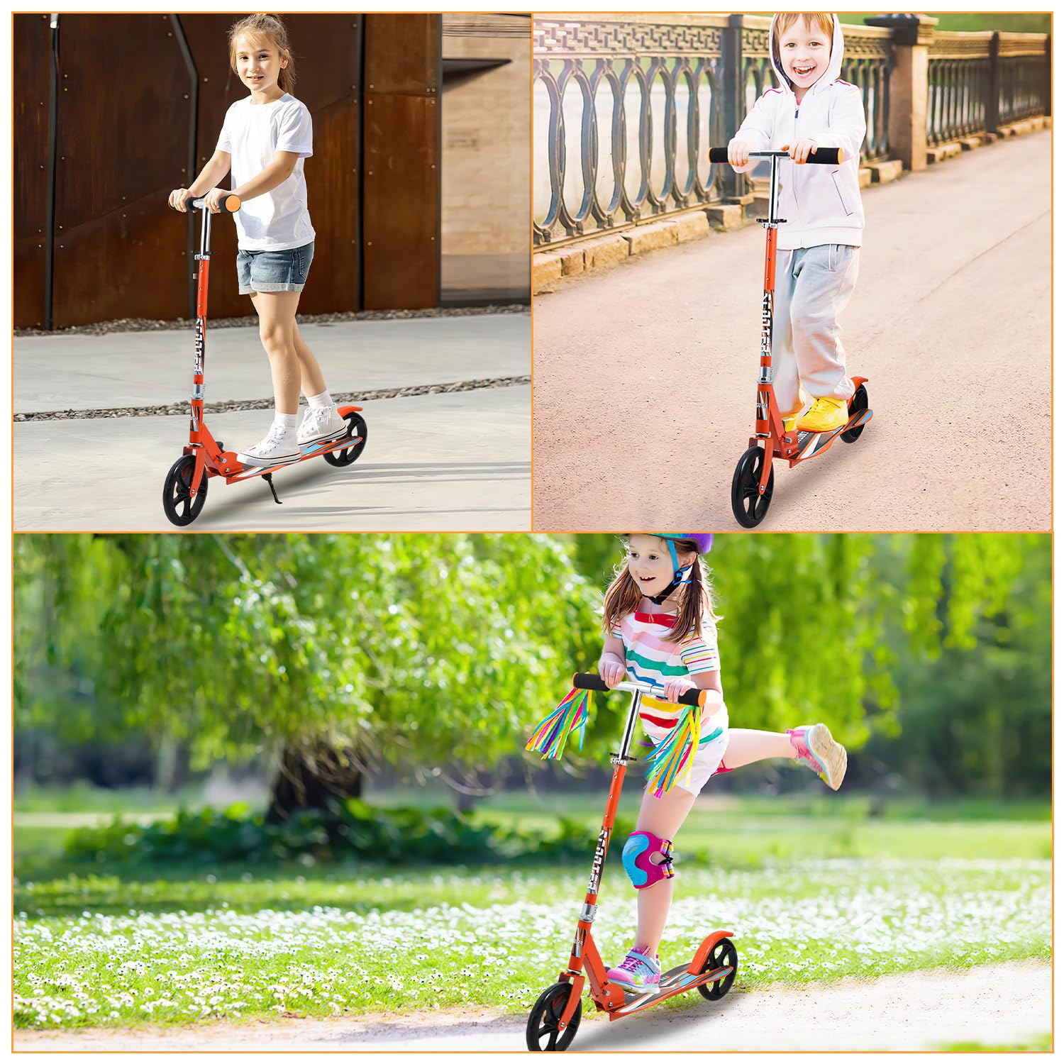 Klappbarer Kinder-Roller – mit Höhenverstellbarem Lenker (90–105 cm) und Rutschfesten Reifen; Stadtroller für Kinder ab 7 Jahren, Tragkraft 100 kg