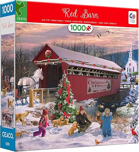 Ceaco - Navidad clásica - Granero rojo - Rompecabezas de 1000 piezas