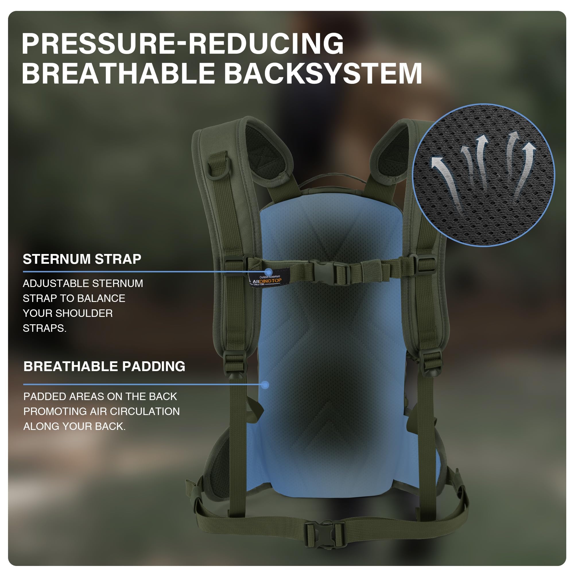Mardingtop Mochila deportiva ligera de 10 l con compartimento para burbujas y Molle – Transpirable para ciclismo, correr, senderismo, uso diario
