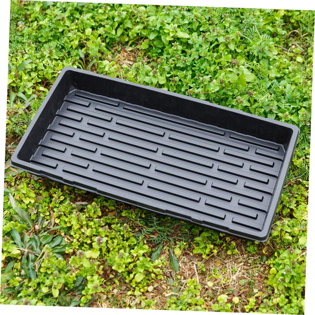 Luxshiny 3pcs Black Thick Non-Perforated Seedling Germination Trays 1.8mm Sturdy Nursery Starter Trays for Greenhouse and Indoor Plant Growing