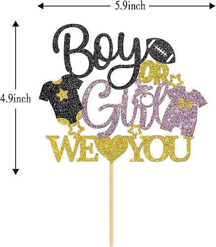 Miniatura 5 de Belrew Decoración para tartas con texto en inglés "Boy or Girl We Love You", decoración de pastel para niño o niña, suministros de fiesta de