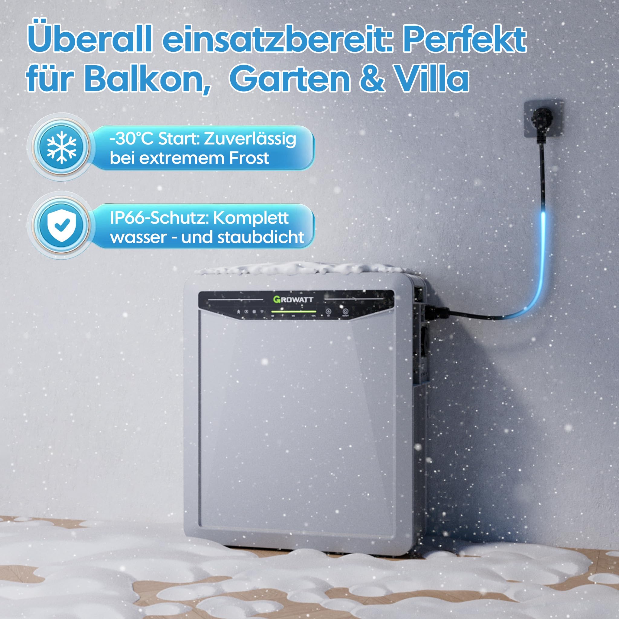 Marstek Venus-E - Memoria centrale elettrica da balcone, 5,12 kWh per centrali elettriche da balcone AC accoppiata con memoria solare all-in-one (Venus-E)