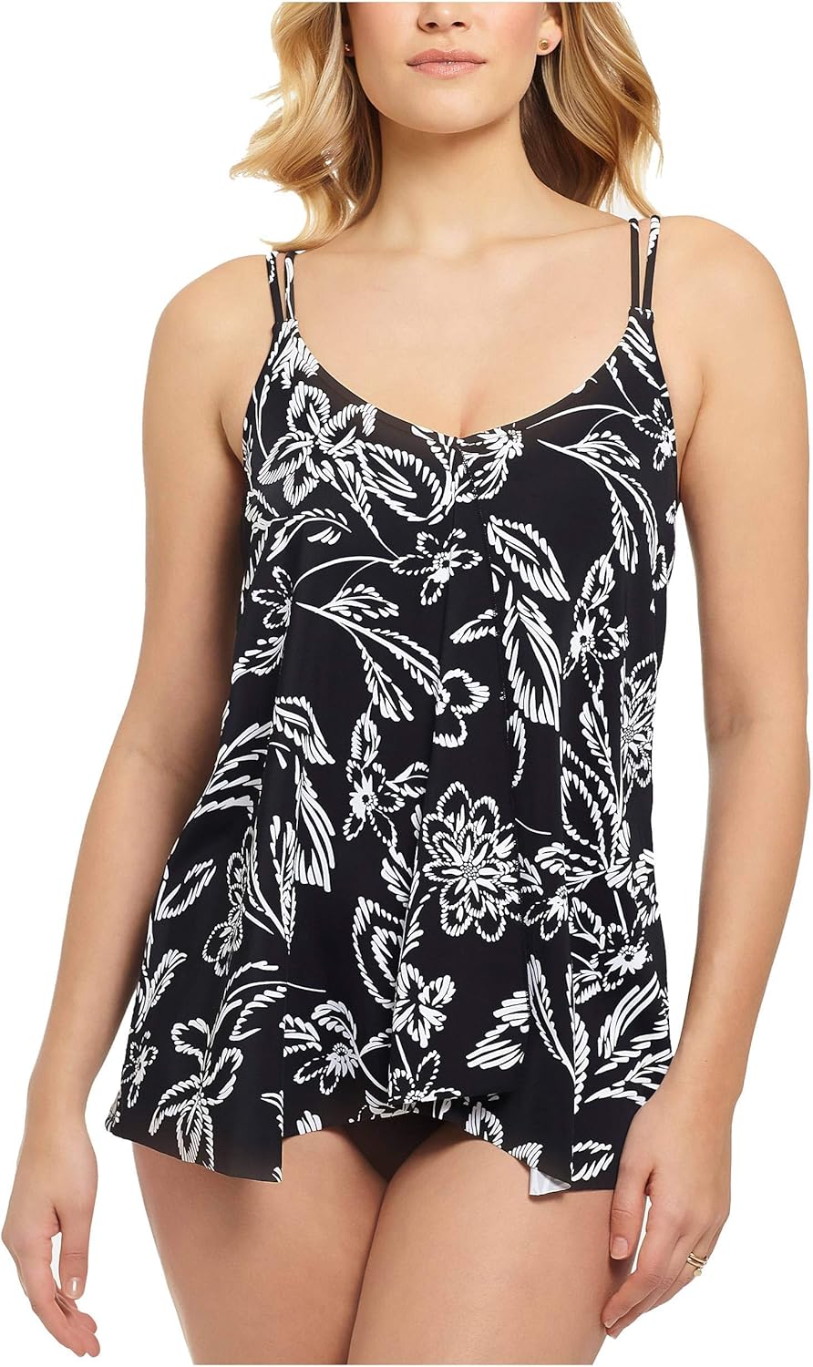 Swim Solutions. Classic Bloom TummyControl Flyaway Swimdress (24W