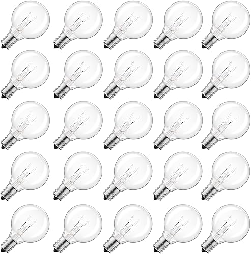 Brightown Candelabra - Lote de 25 bombillas G40 con rosca, luz clara, con forma de globo