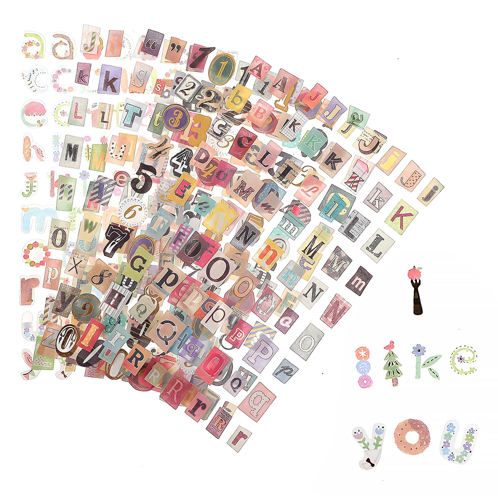 Alriedy 24PCS Vintage Scrapbook Stickers Set Alphabet Letter Number Stickers, Self-Adhesive DIY Craft Decals – Versatile Colorful Durable Stickers for Scrapbooking, Journaling, Notebooks & DIY Crafts