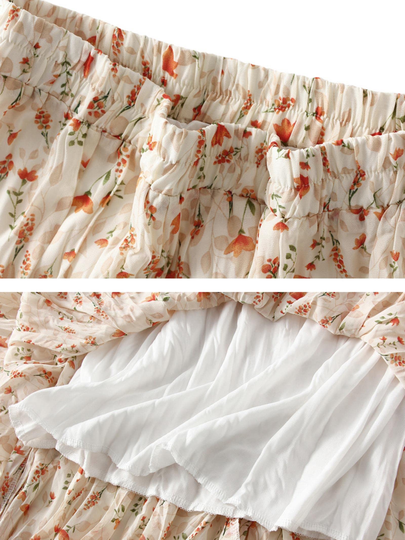 Gonna Gonna Floreale Stretch High Vita Gonna A-Line Chiffon Gonna Vintage Gonna A Pieghe da Donna