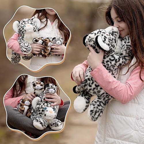 Miniatura 10 de MaoGoLan Juego de 4 peluches de guepardo, 4 piezas de juguete realista de felpa de leopardo, guepardo de peluche con 3 cachorros, animal de peluche