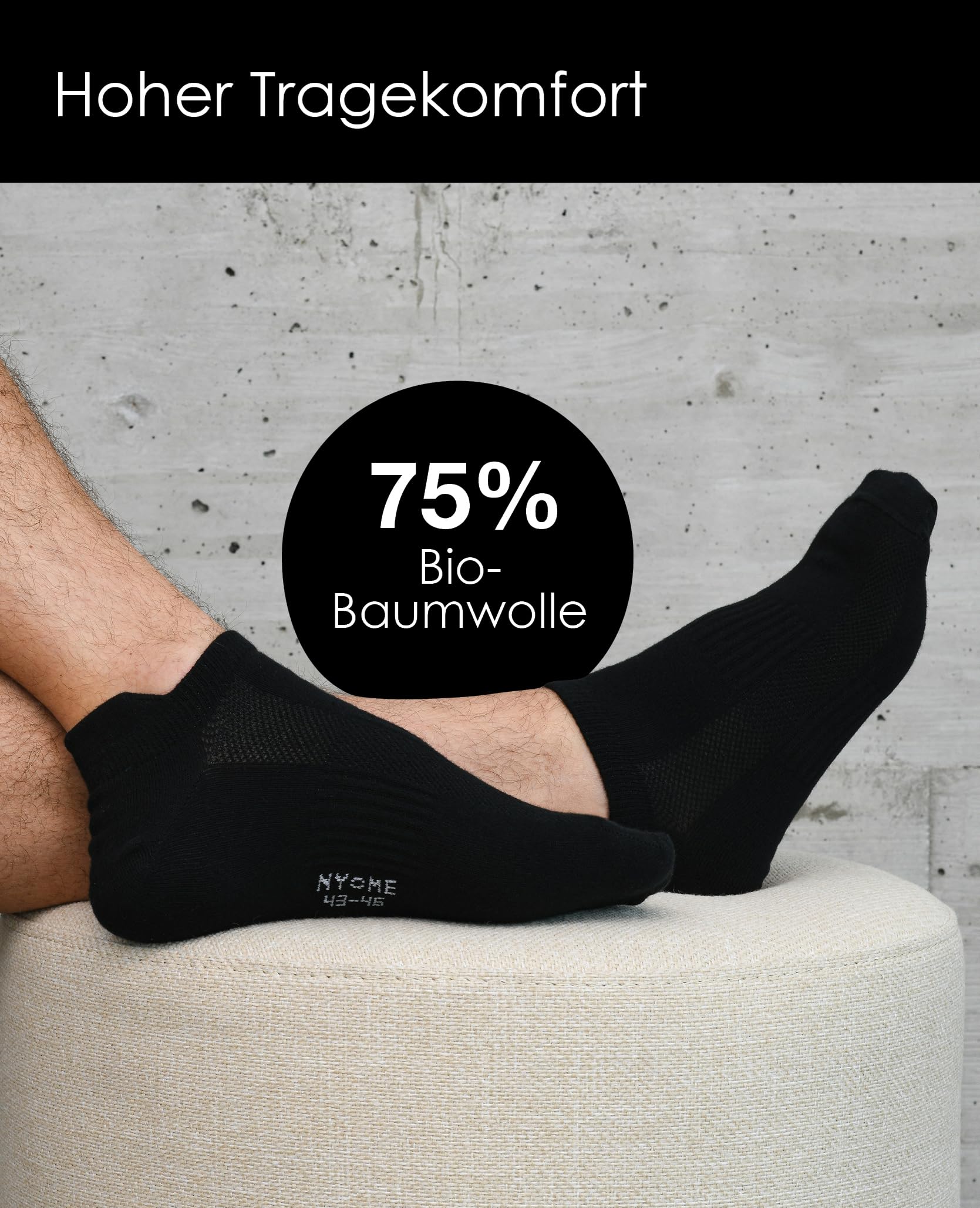 NYME Skarpety do sneakersów Premium z bawełny organicznej - męskie i damskie - opakowanie 6 i 10 szt. - stopki - krótkie oddychające skarpety - idealne do uprawiania sportu i rekreacji - rozm. 35-50