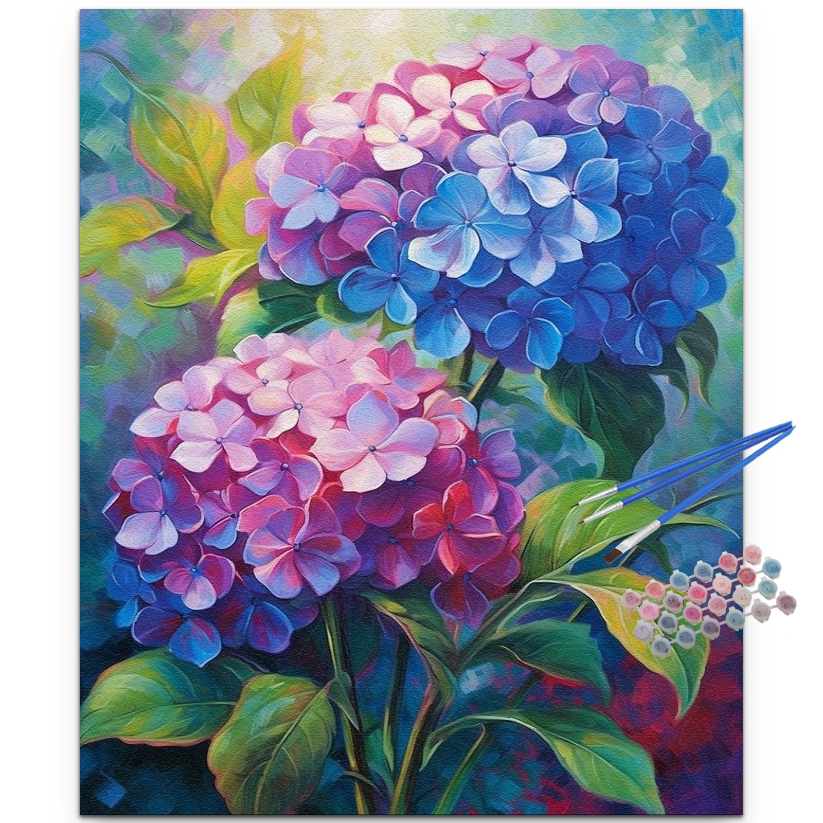 JUJUHOOD Hydrangea Paint by Numbers Kit for Adults,Purple Flower Adult Paint by Number Kits,DIY Acrylic Paint by Number on Canvas for Home Wall Decor