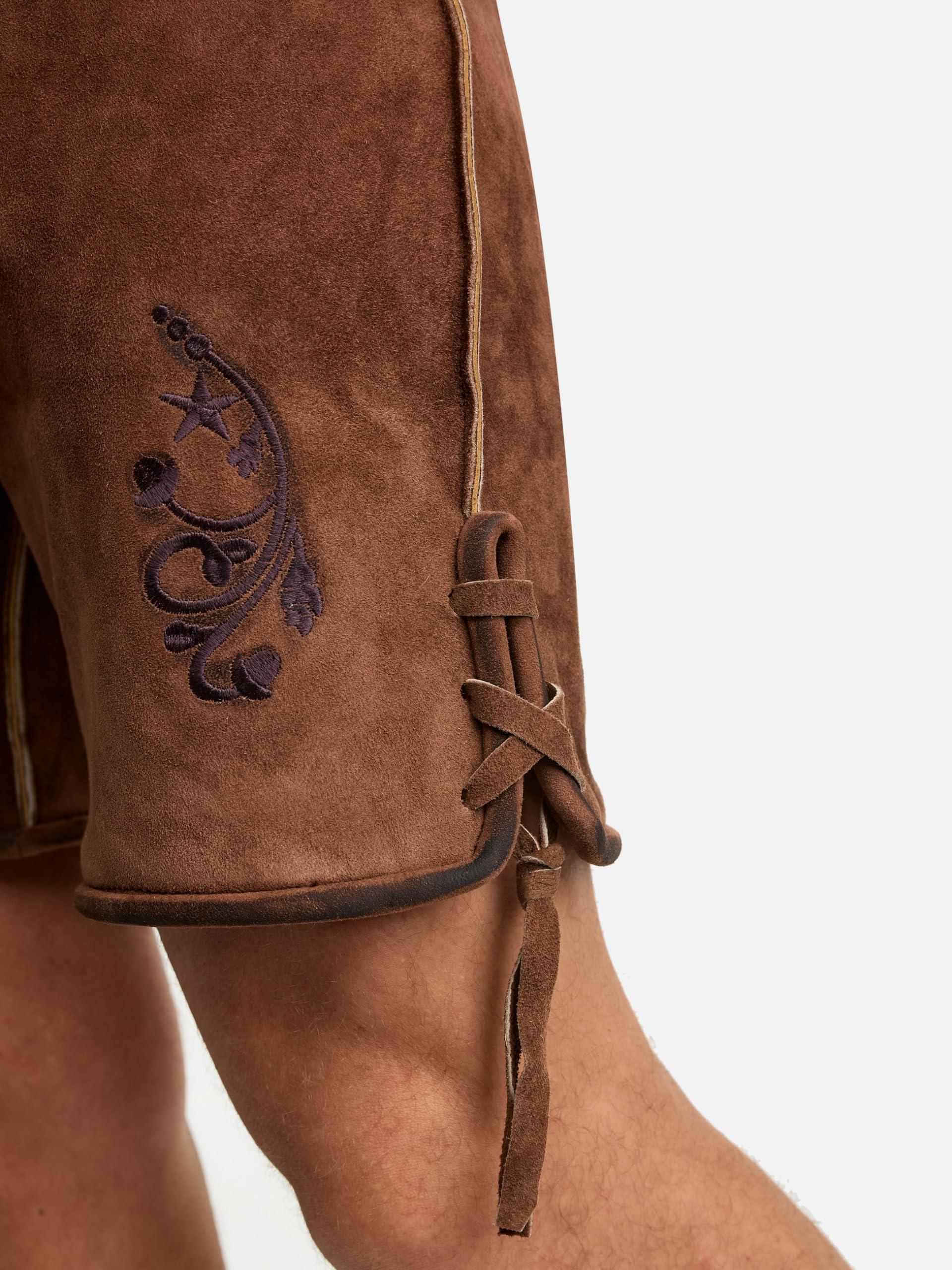 STEIGENHÖFER Vintage Trachten Lederhose für Herren im Antik-Look mit passendem Gürtel, echtes Premium Ziegenleder, Gr. 46-62