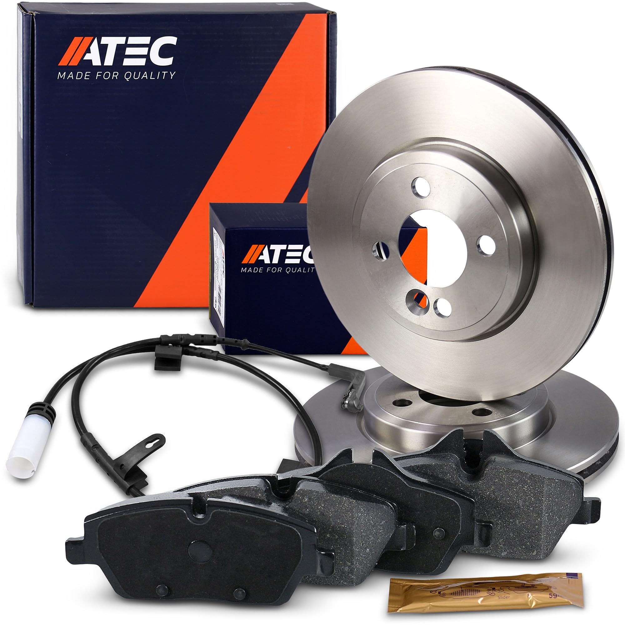 ATEC GERMANY Juego de frenos eje delantero incl. discos de freno Ø 280 mm ventilados + pastillas de freno delanteras Compatible con MINI MINI (R56), MINI Cabriolet (R57), MINI CLUBMAN (R55)
