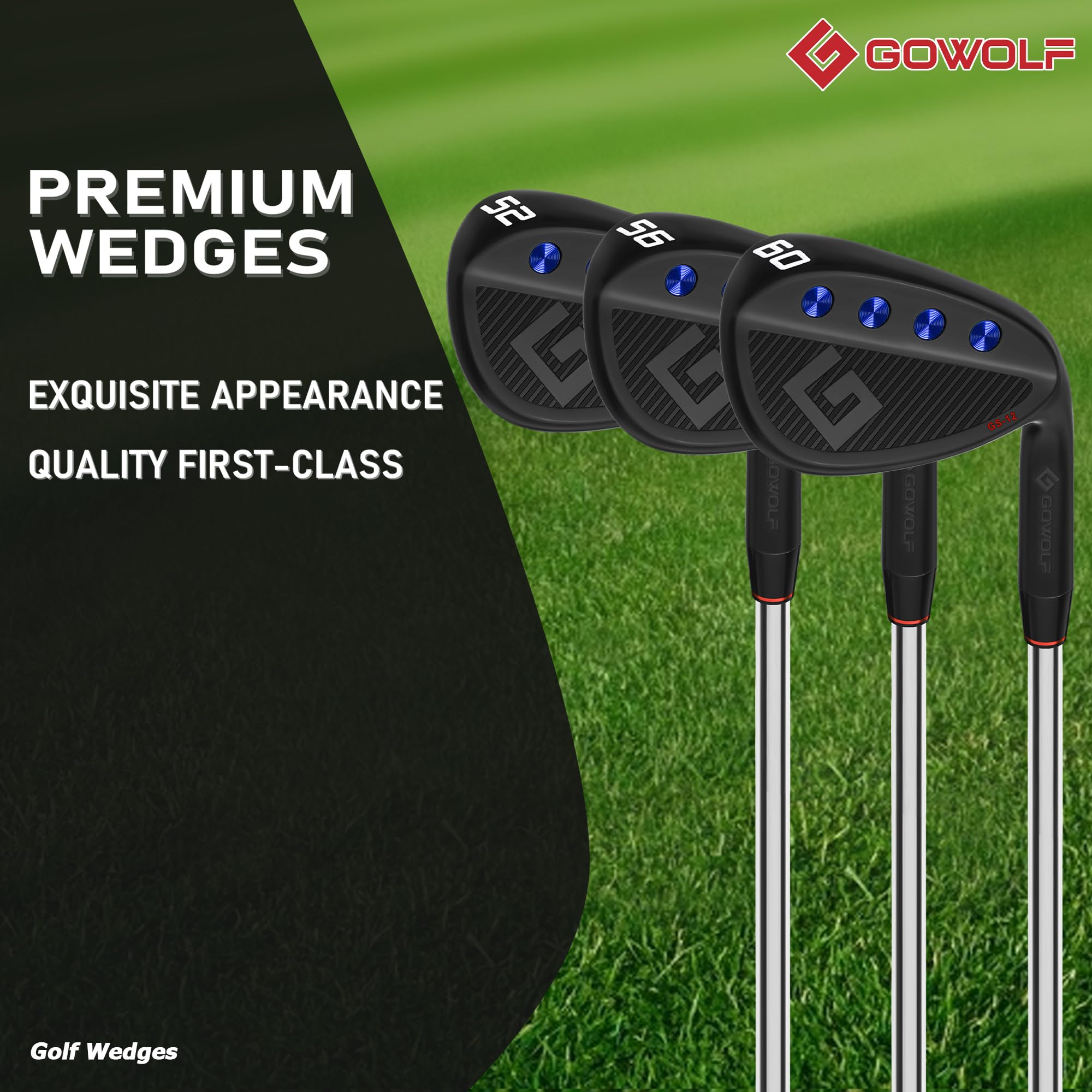 Gowolf Premium Forged Full Face Golf Wedges 50/52/54/56/58/60 Degree Individual or Sets for Men, Right Hand Gap Wedge Sand Wedge Lob Wedge, Golf Clubs CNC Milled Face for More Spin - Great Golf Gifts