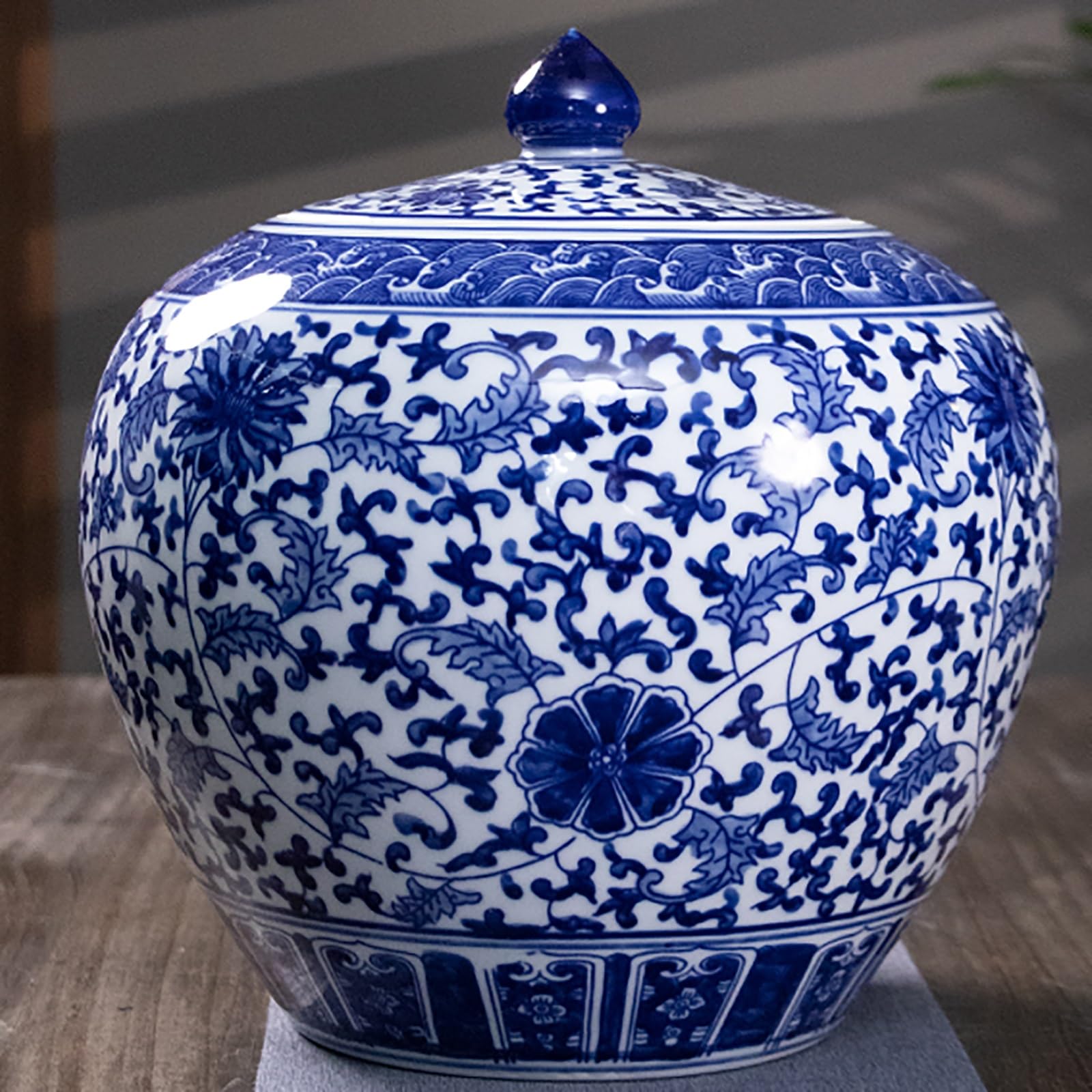 Distributori Di Cibo Classici In Ceramica Di Grande Capacità, Secchio Per Riso, Contenitore Per Cereali Retrò Per L'organizzazione Della Cucina, Distributore Di Cereali In Porcellana(B,Capacity 10KG)