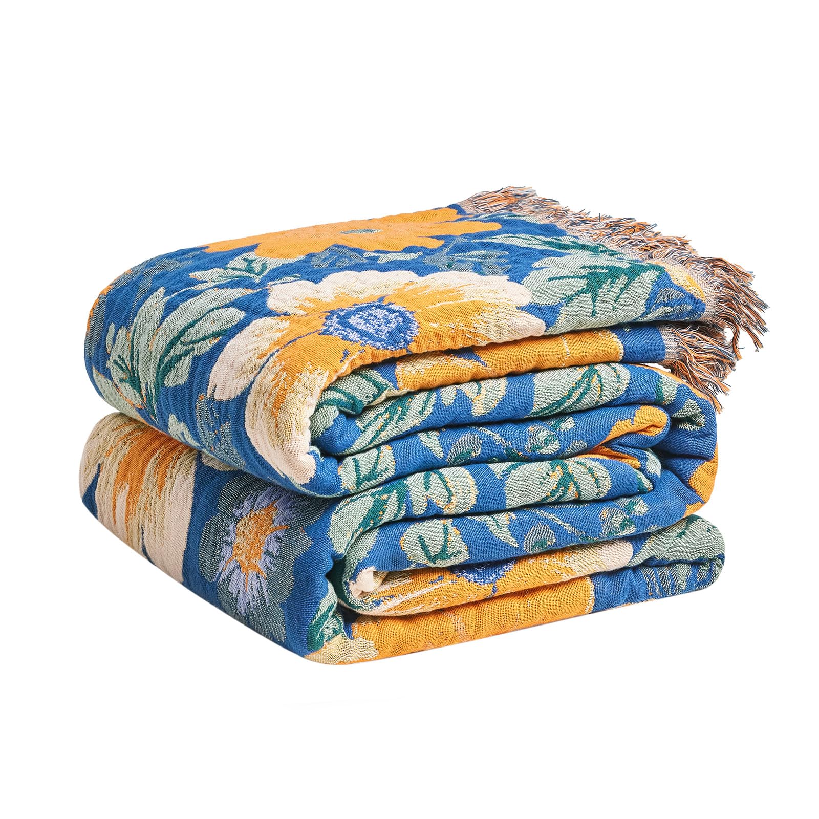 LUTBM Boho Throw Blanket for Bed 60"x80", All Season Cotton Couch Blankets