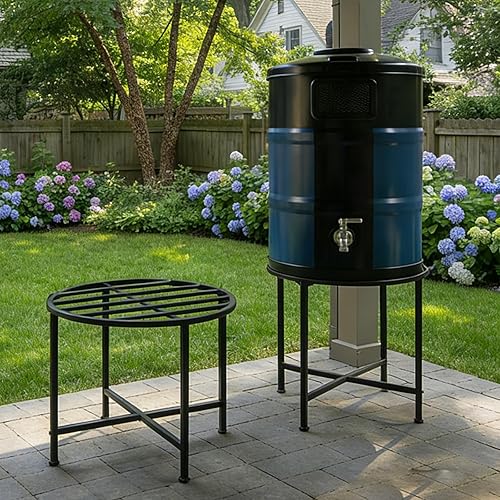 Soporte para barril de lluvia de acero inoxidable resistente, soporta barriles de plástico de 45/50/55 galones, resistente a la intemperie al aire