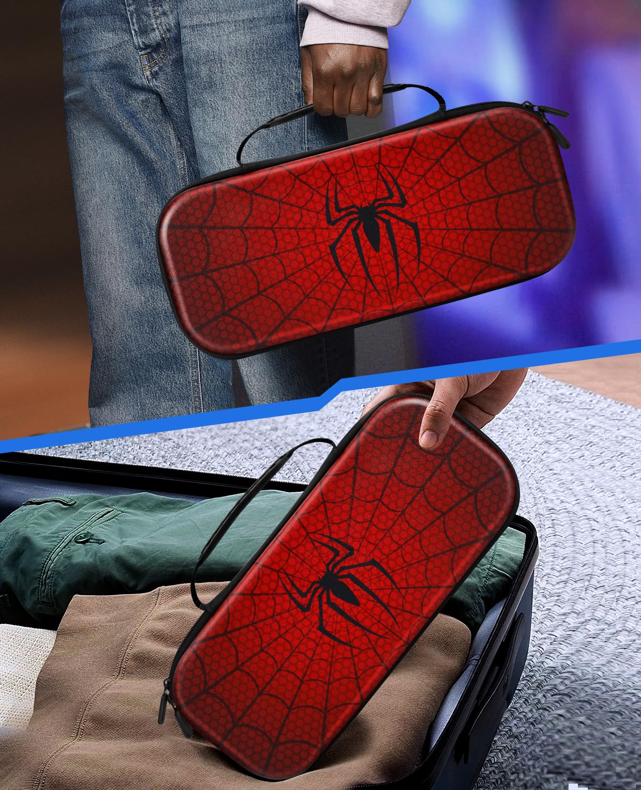 Gurgitat Funda de transporte de viaje para Playstation Portal Remote Player Fundas protectoras rígidas Cool Spider Hombres Niños Gamer Consola de juegos Accesorios Protector Portátil Bolsa de