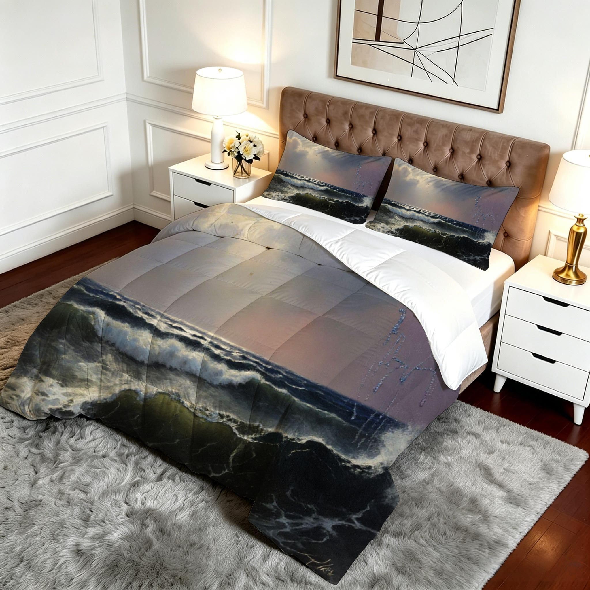 Edredón Cama 180, 240x260 cm, Olas Grises, DQ264