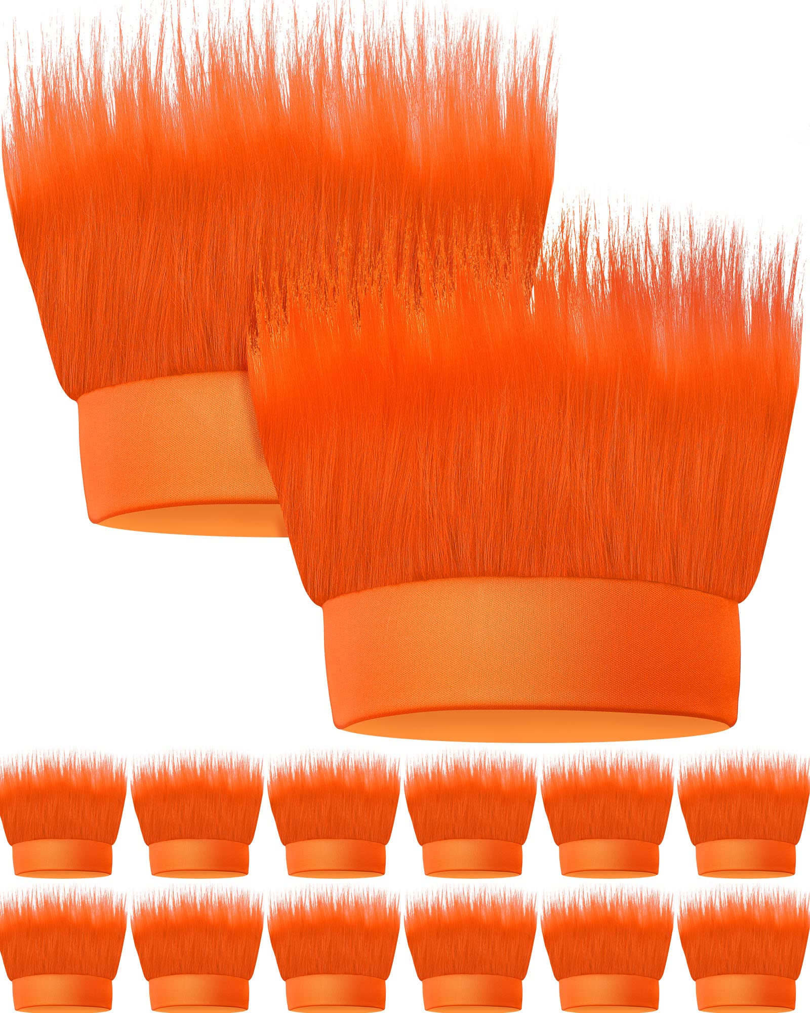 Taiyin12 Pieces Hairy Costume Headband Troll Hair Headband Crazy Hair Costume Accessory for Halloween Cosplay Party Supplies(Orange)