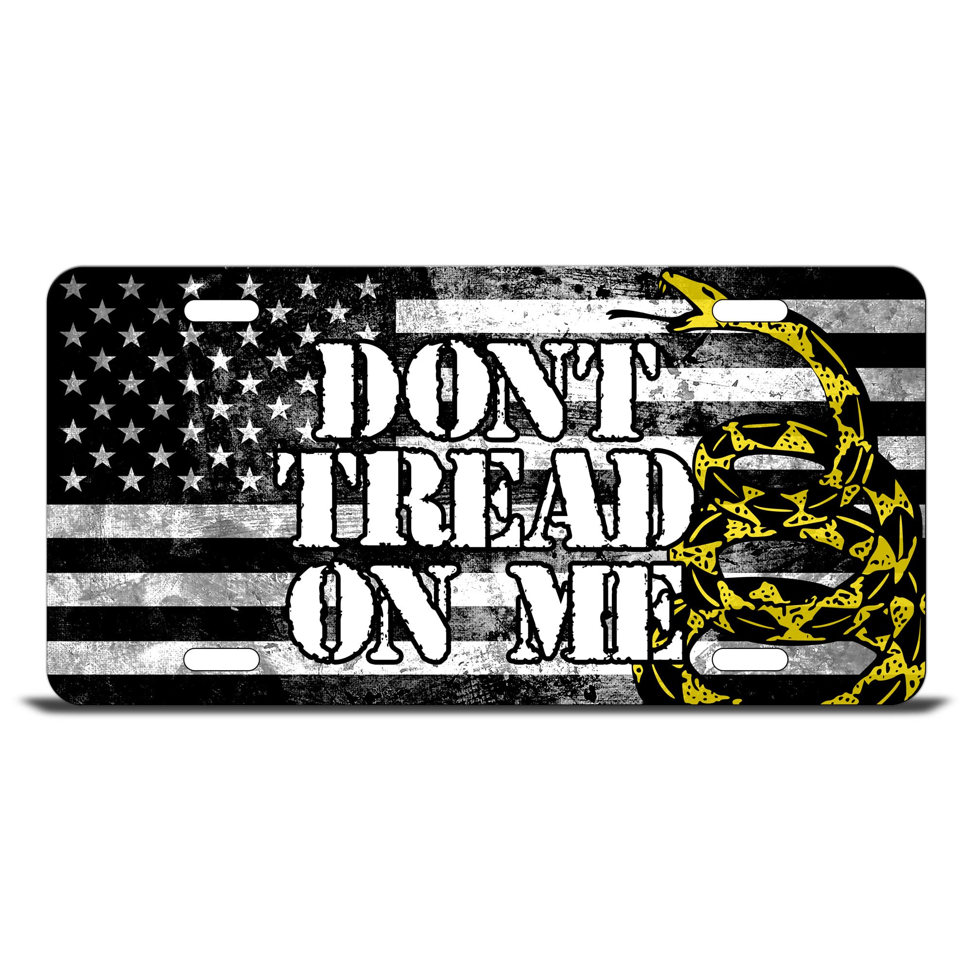 Factory Crafts Don't Tread On Me Full Color UV Ink Printed Weatherproof Aluminum Metal Front License Personal Vanity Plate