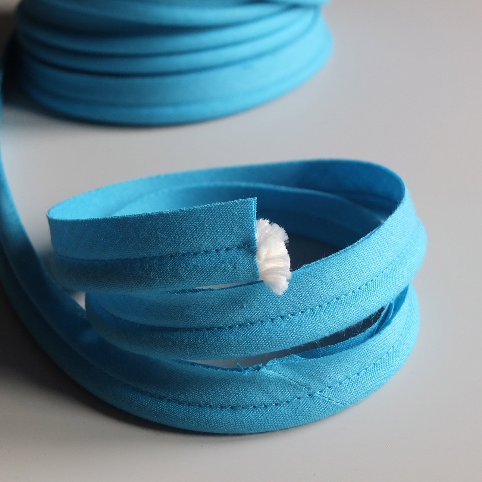 Turquoise Blue Large flanged 7mm Insert Piping Cord Poly Cotton bias Cut - Sold by The Metre - Many Colours