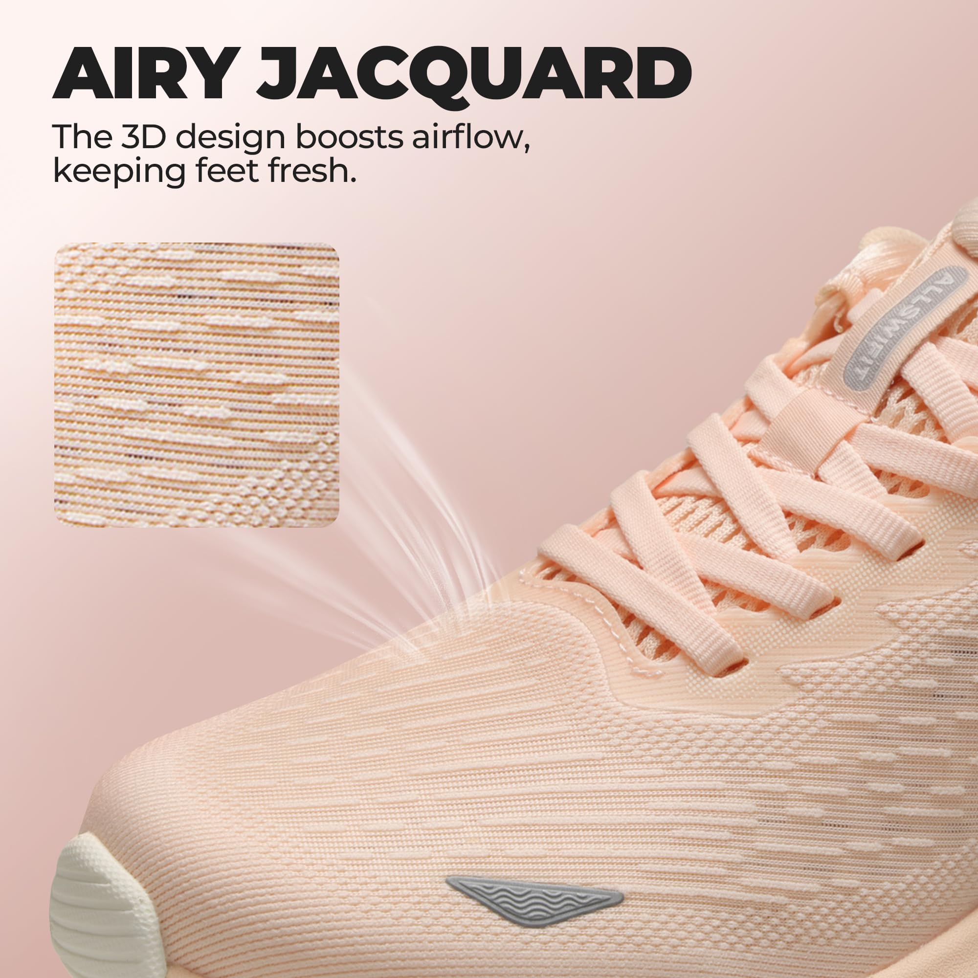 ALLSWIFIT Damskie buty do chodzenia, poduszka do biegania, tenisówki, antypoślizgowe, wygodne, oddychające, trening, siłownia, sport, sportowe, modne trampki, Koralowy róż, 40 EU