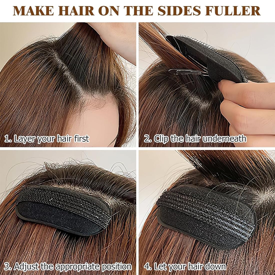 Conjunto de 7 Piezas Base de Aumento de Volumen de Cabello Herramienta Trenzado de Inserción de Cabello Bollos de Esponja Negro
