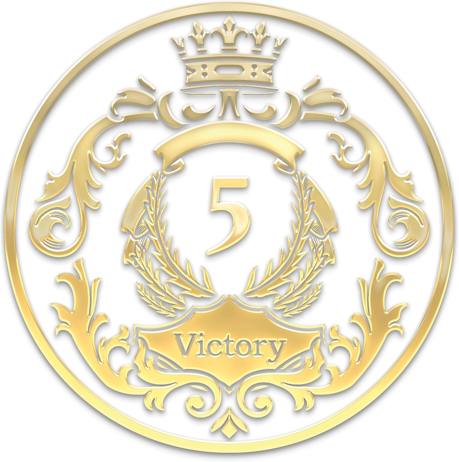 Galileo® The Victory Crown | Gold Plated | AA Coin | Alcoholic Anonymous Medallion | 1-30 Years Sobriety Coin | AA Gift | The Royal Collection (White, 5 Year)