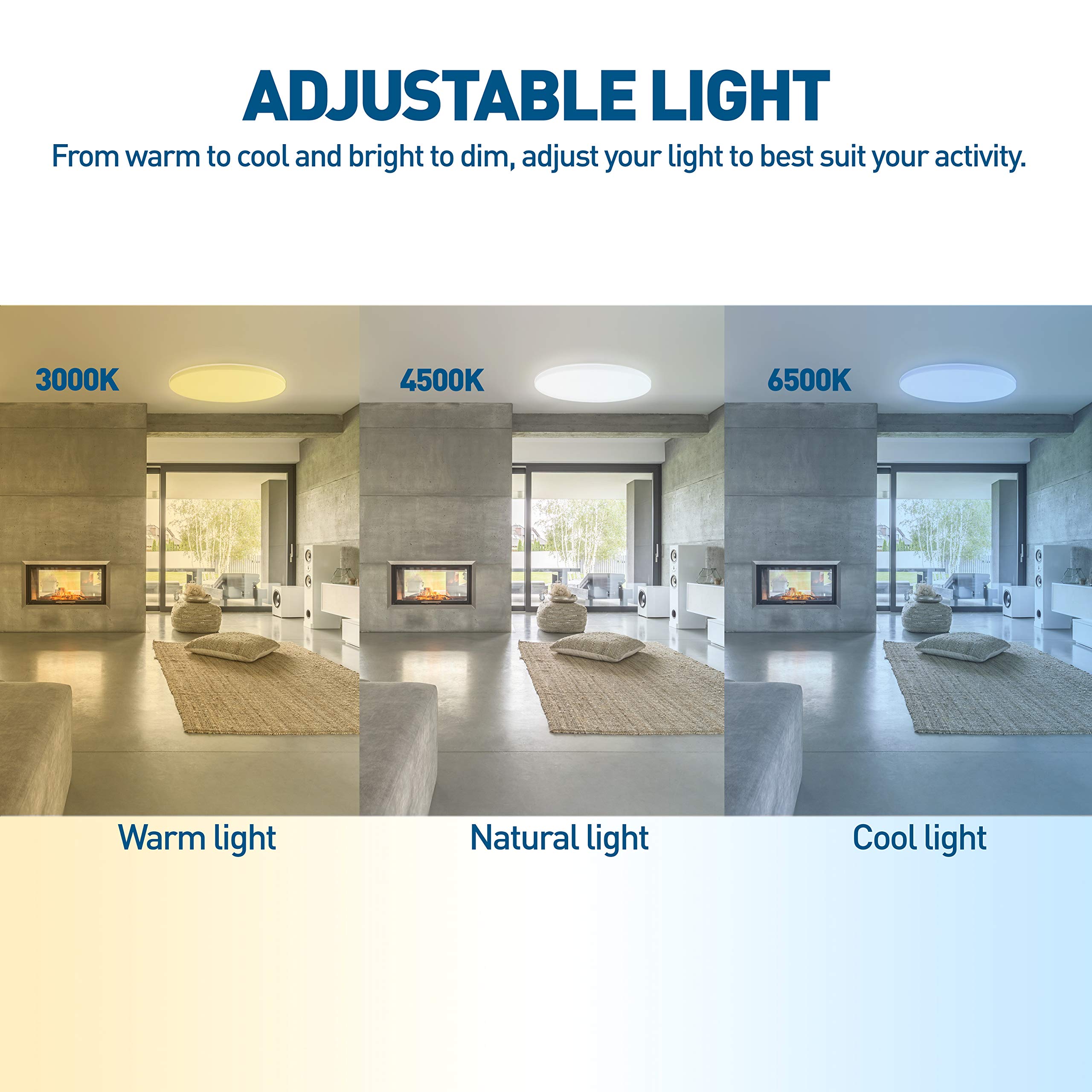 Tellur Inteligentna lampa sufitowa LED WiFi, 24 W, 2400 lumenów, zimna/ciepła, ściemniacz intensywności, sterowanie za pomocą aplikacji, kompatybilna z Alexa i Google Home, nie wymaga koncentratora, okrągła, Ø 33 cm, biała