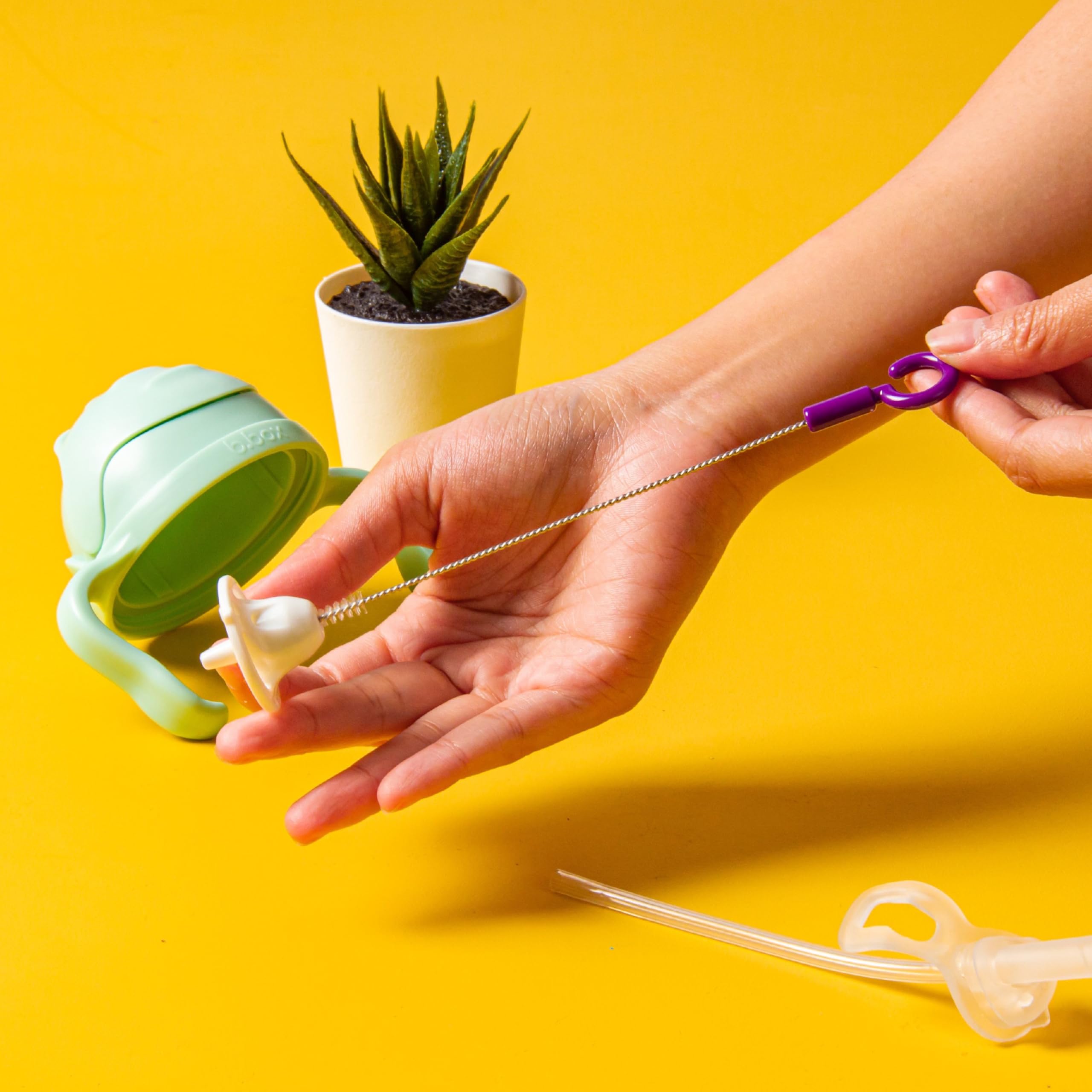 b.box Lot de pailles de rechange pour gobelet : comprend 1 paille de rechange avec poids, 1 brosse de nettoyage, compatible avec les gobelets b.box Sippy