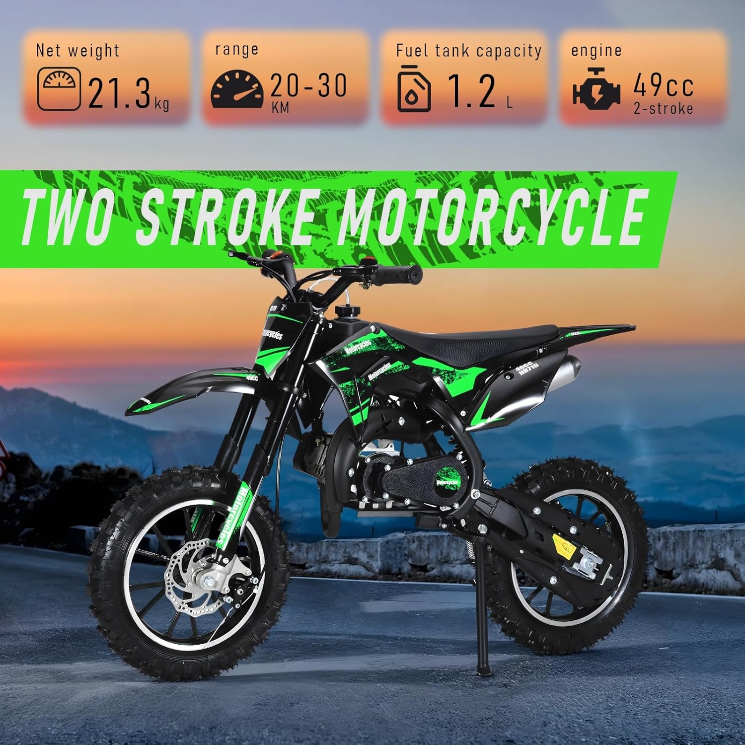 50cc 2-Stroke Pro-Level Kids Dirt Bike | 330LBS Heavy Duty Gas Motorcycle w/Hydraulic Disc Brakes & Suspension | 25MPH Off-Road Beast | CPC Motocross Bike with 3X Durable Alloy Frame