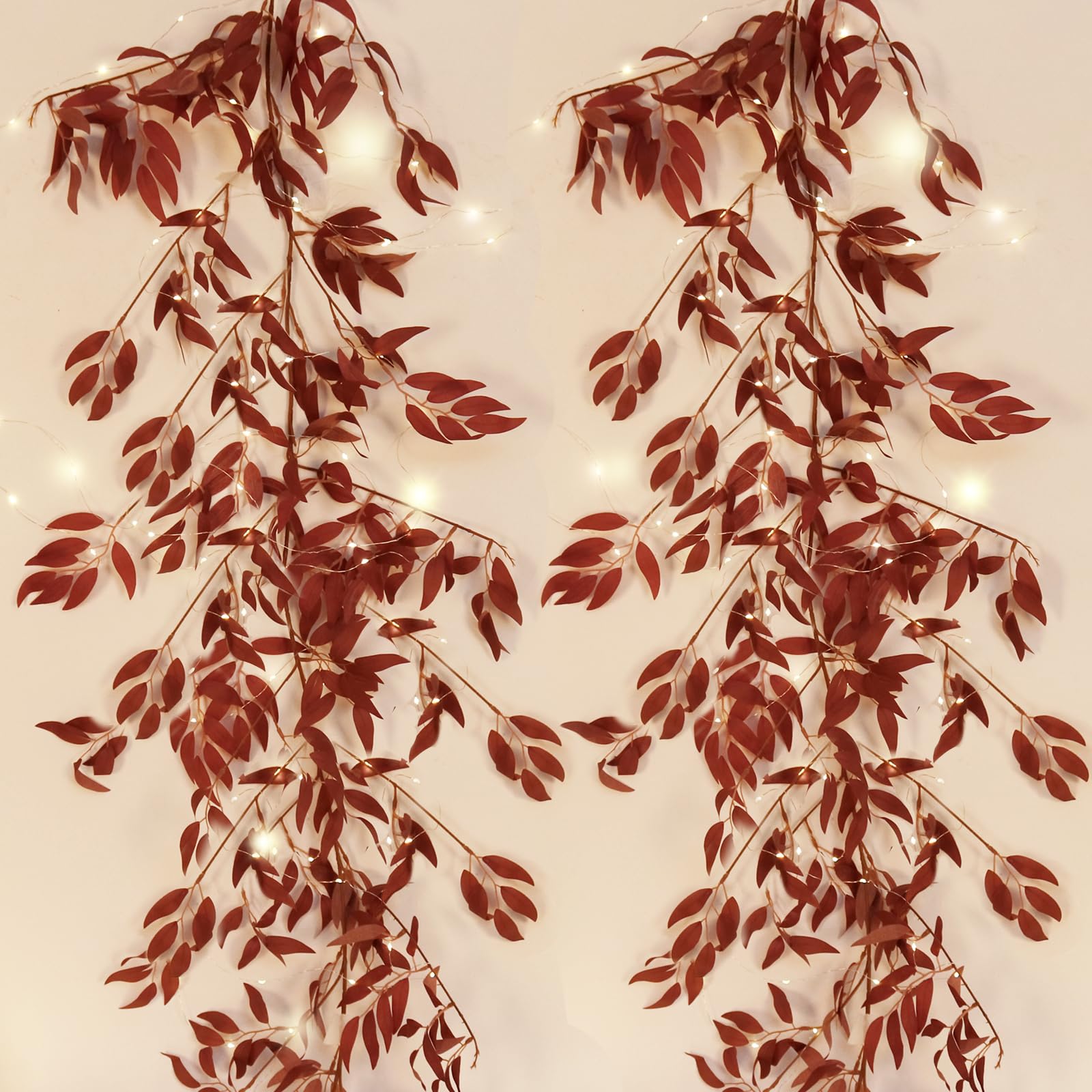 RECUTMS Artificial Silk Willow Vine Twig with Light 2P 5.9Ft Fall Garland