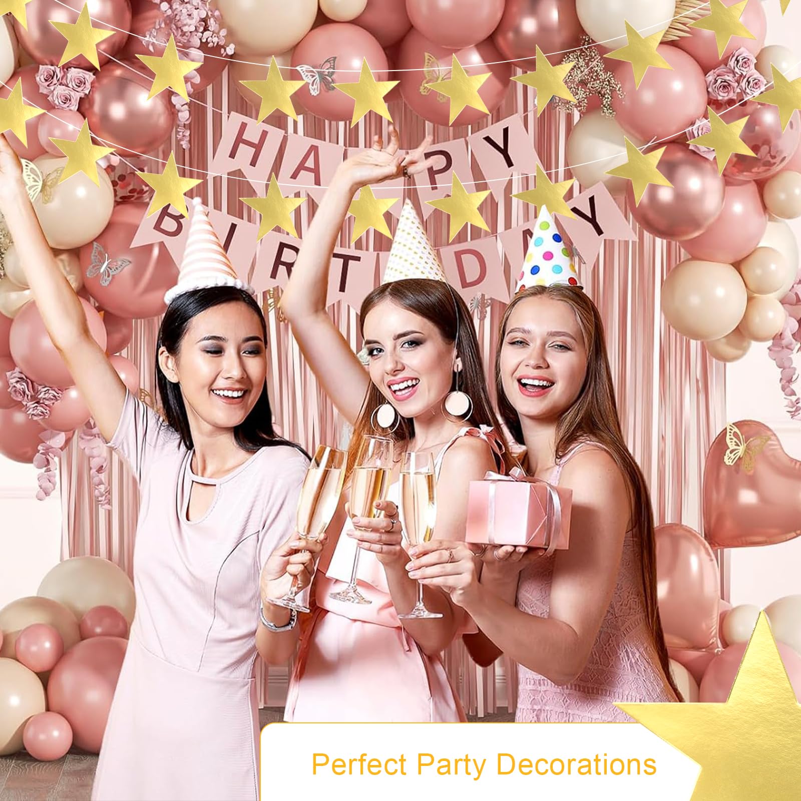 Estrellas de Papel Dorado 15 cm Set 48 piezas de Estrellas de Papel DIY, Decoración de estrellas Oro Adesivas para Pared, Ventana, Fiesta, Boda, Navidad Estrellas de papel Grandes Brillantes