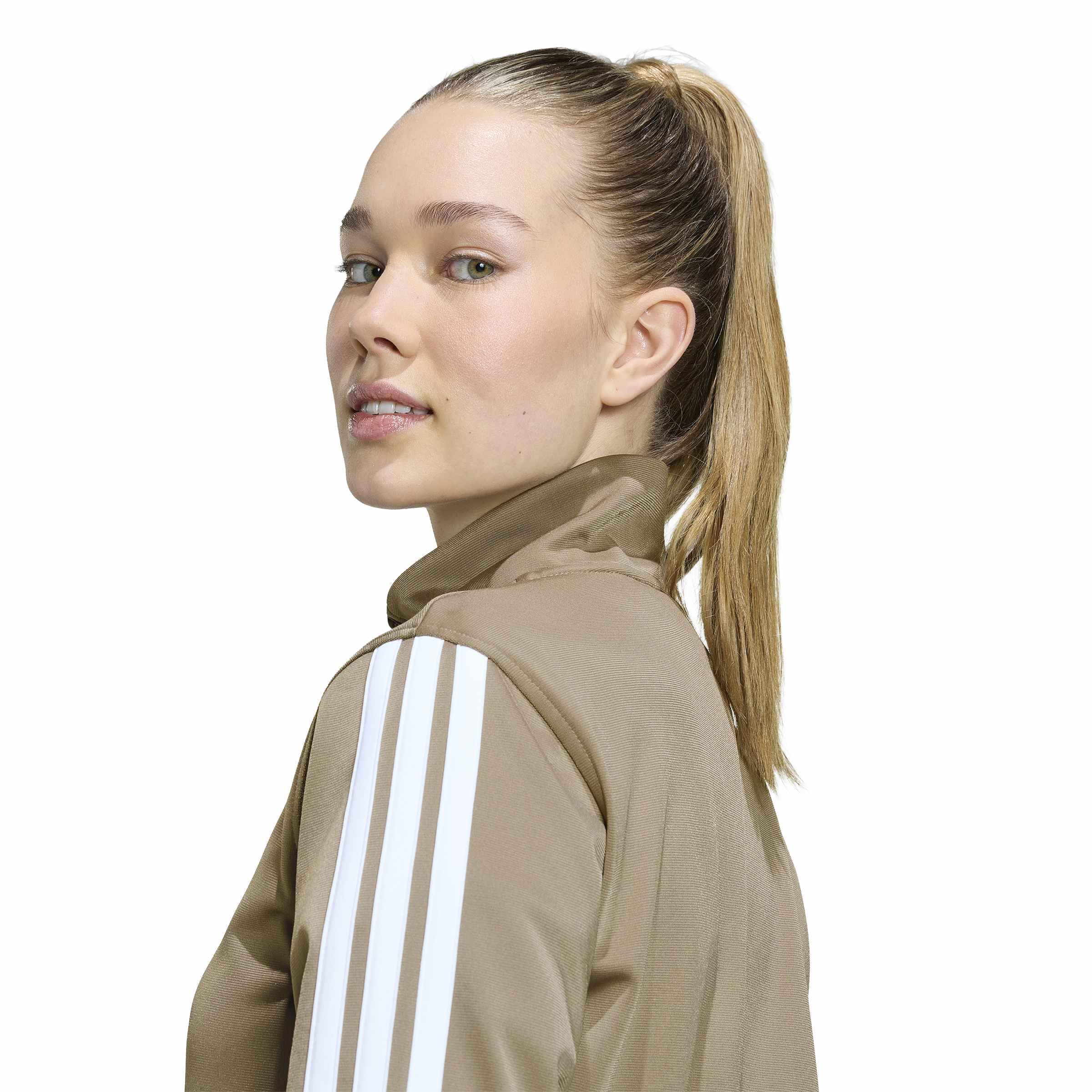 adidas Kobiety Tricot 3-Stripes Tracktop Sweatshirt, Khaki Six/white, L