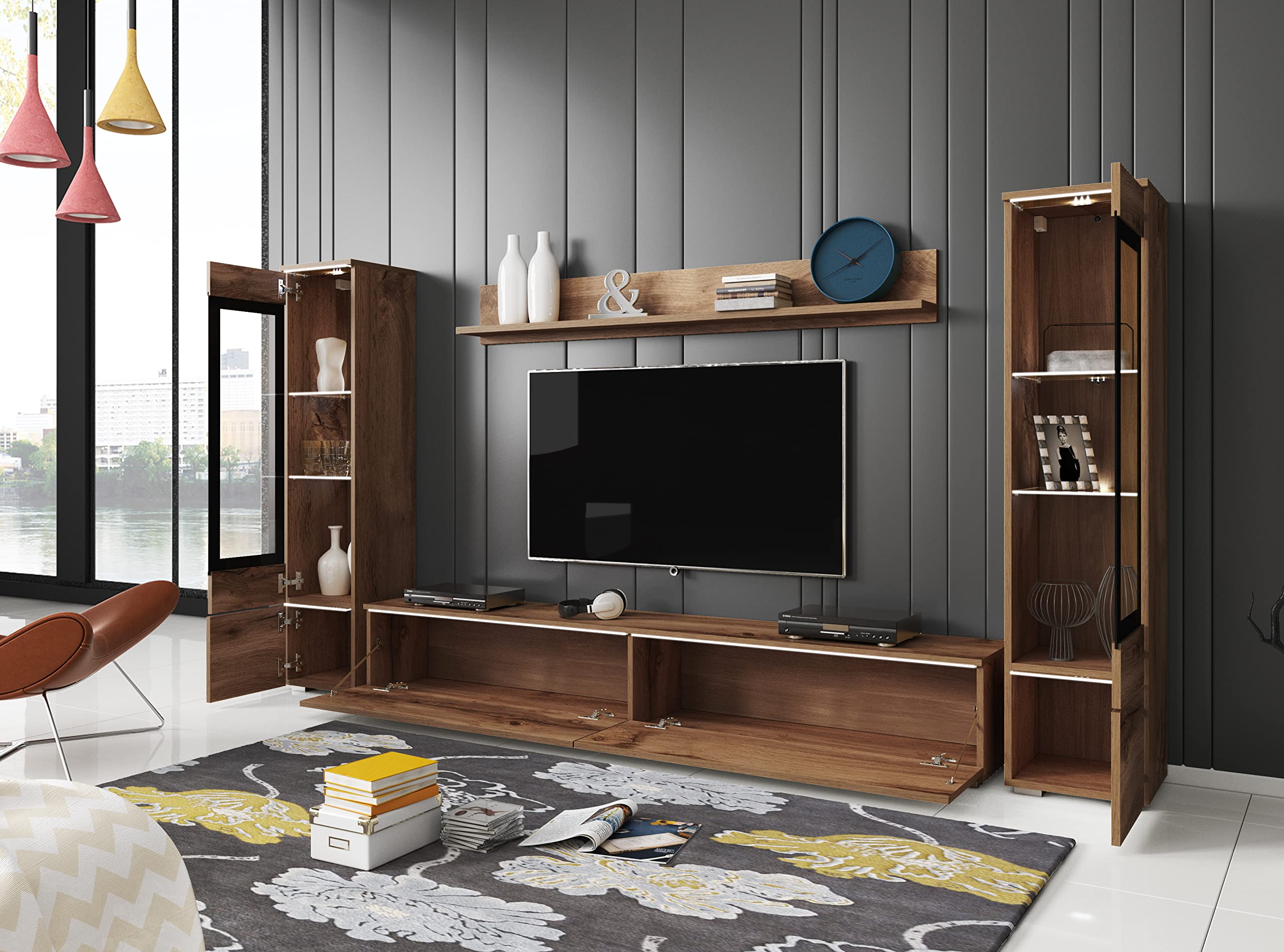 Set di mobili da soggiorno, set di mobili RTV, 4 pezzi, mobili moderni per soggiorno, armadietto da parete, mobili soggiorno
