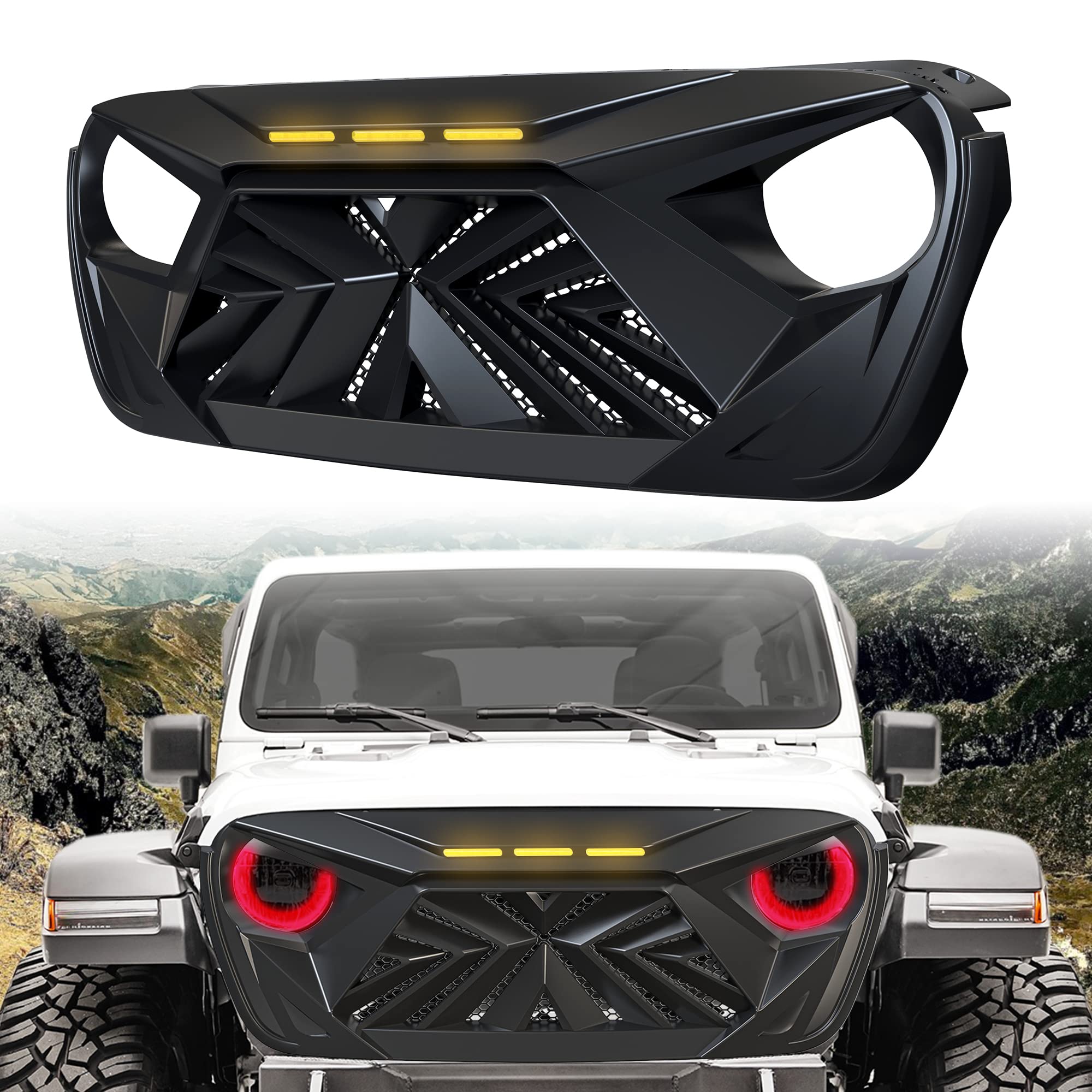 Buy SEVENS DESIGN Front Grill Compatible with 20182023 Jeep Wrangler