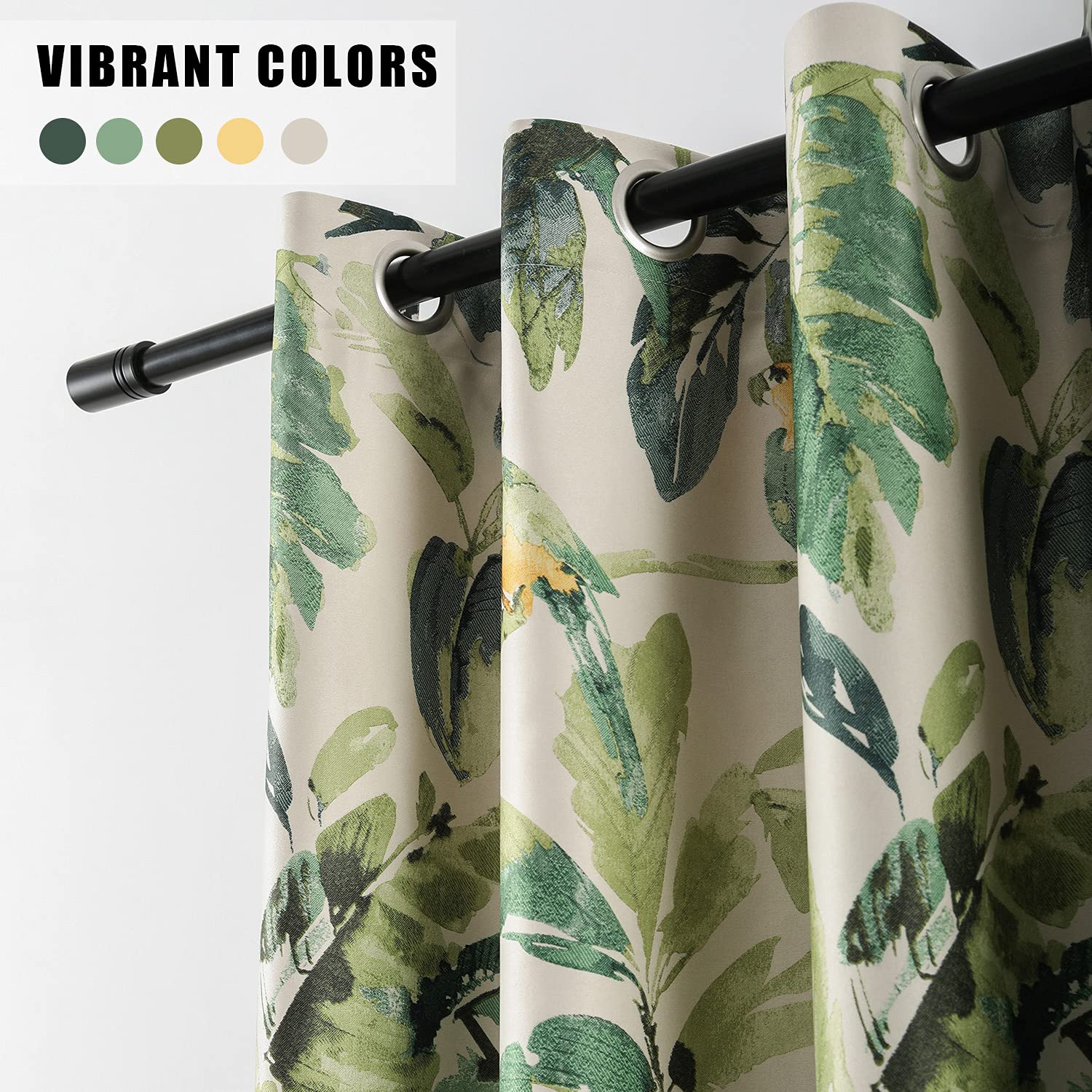 Leeva Linen Blackout Curtains for Dining Room Thermal Insulated Trees Pattern Print Window Treatment Darkening Curtains for Living Room Set of 2 Panels - Image 4
