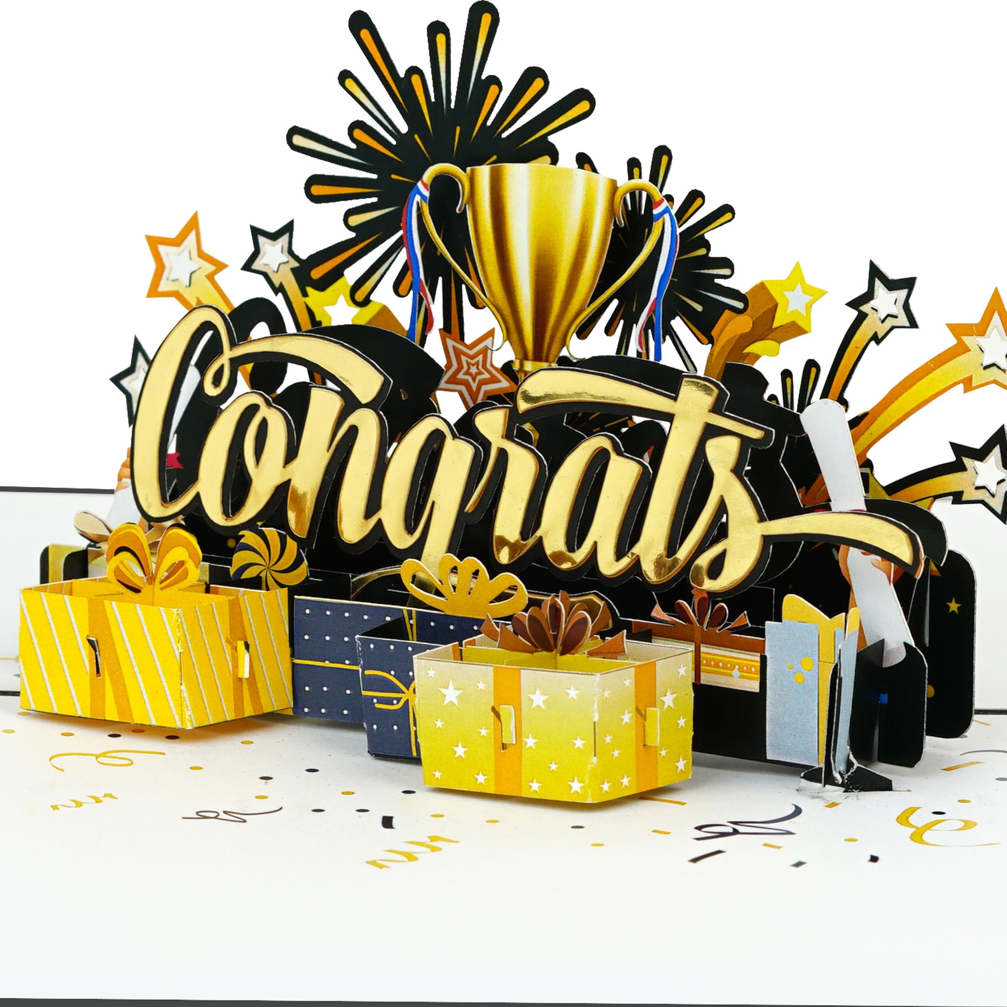 iGifts And Cards Commencement Cheers - 3D Pop-Up Graduation Greeting Card - 5"x7" Celebratory Scholar's Surprise, Honors and Cheers, Cap and Diploma Delight, Grad's Success, Academic Achievements