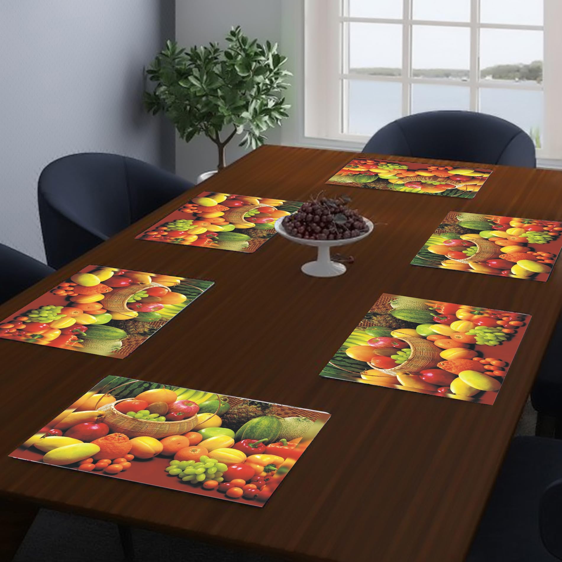 Dakshya Industries Pack of 6 PVC Waterproof Printed Dining Table Placemat/Kitchen Mat/Drawer Mat (Orange Fruit)-picture-27