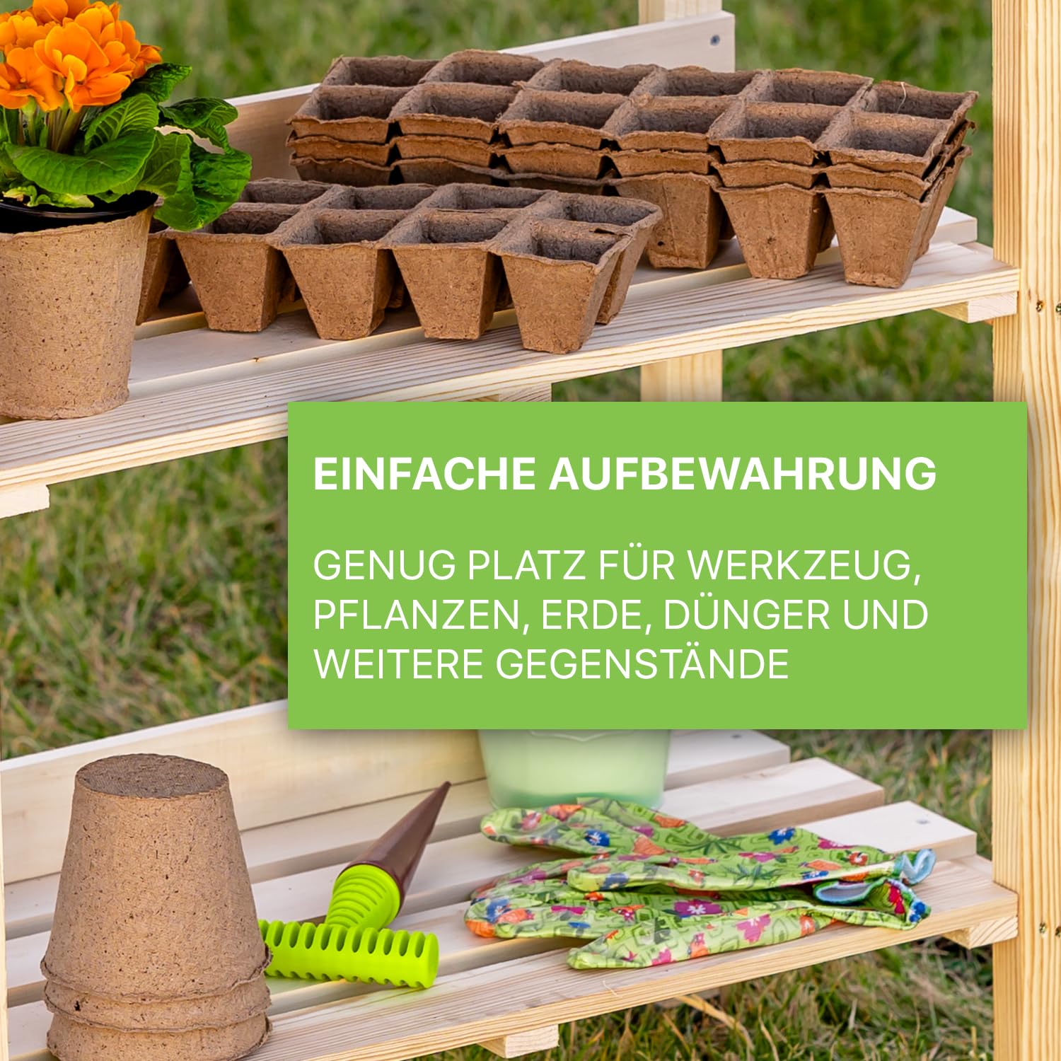 ITA Pflanztisch Premium - Pflanzentisch mit verzinkter Arbeitsplatte - Gärtnertisch aus Holz - Wetterfest - Made in EU - Direkt vom Hersteller - FSC Zertifiziert - Outdoor & Indoor - 76x38x89 cm Natur