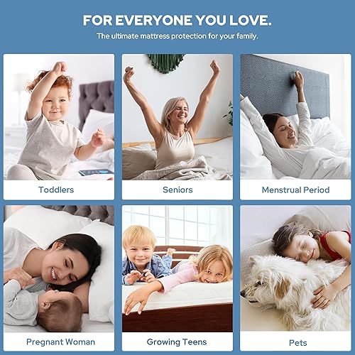 Miniatura 8 de BEDLORE Protector de colchón tamaño King, impermeable, sin ruido, con bolsillo profundo para colchones de 6 a 18 pulgadas, protector de colchón