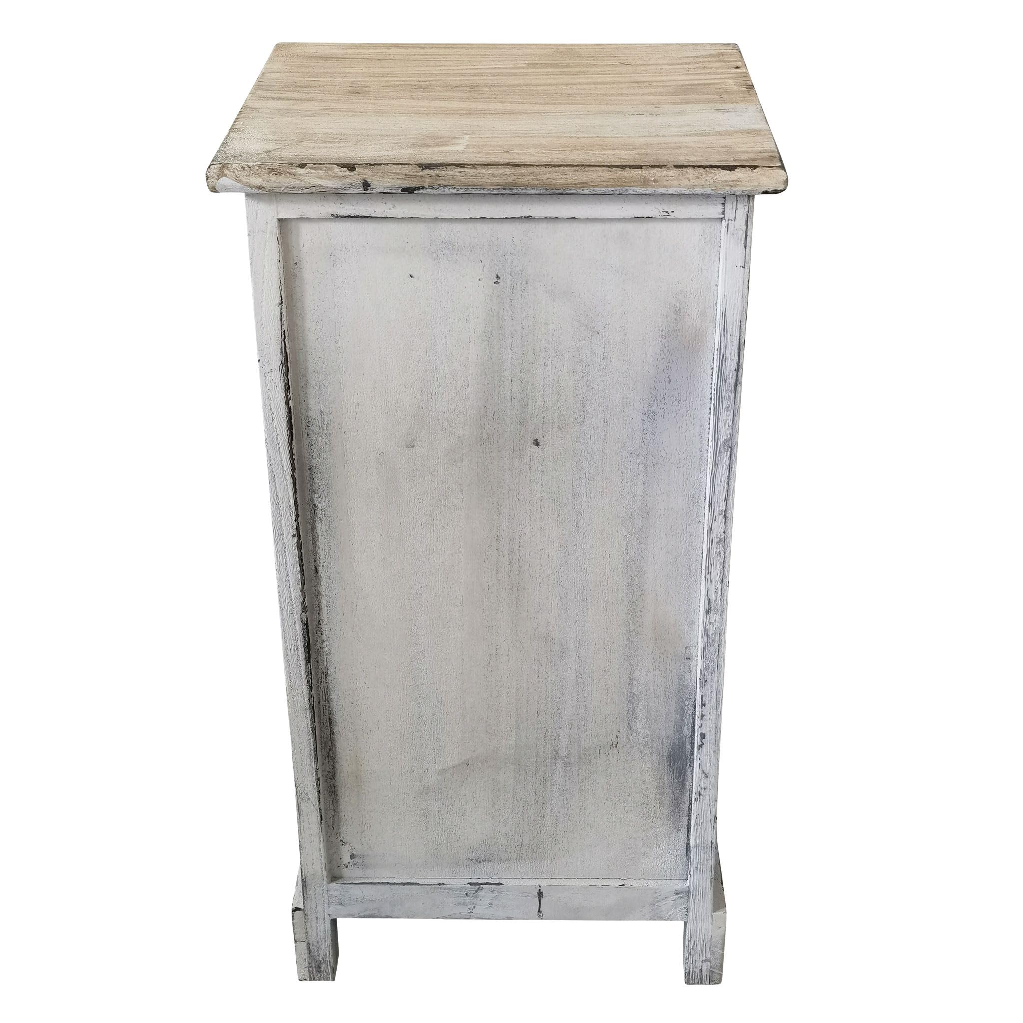 milani home - mobiletto in legno con 3 cassetti, grigio chiaro, stile shabby chic, 29 x 25 x 56 cm