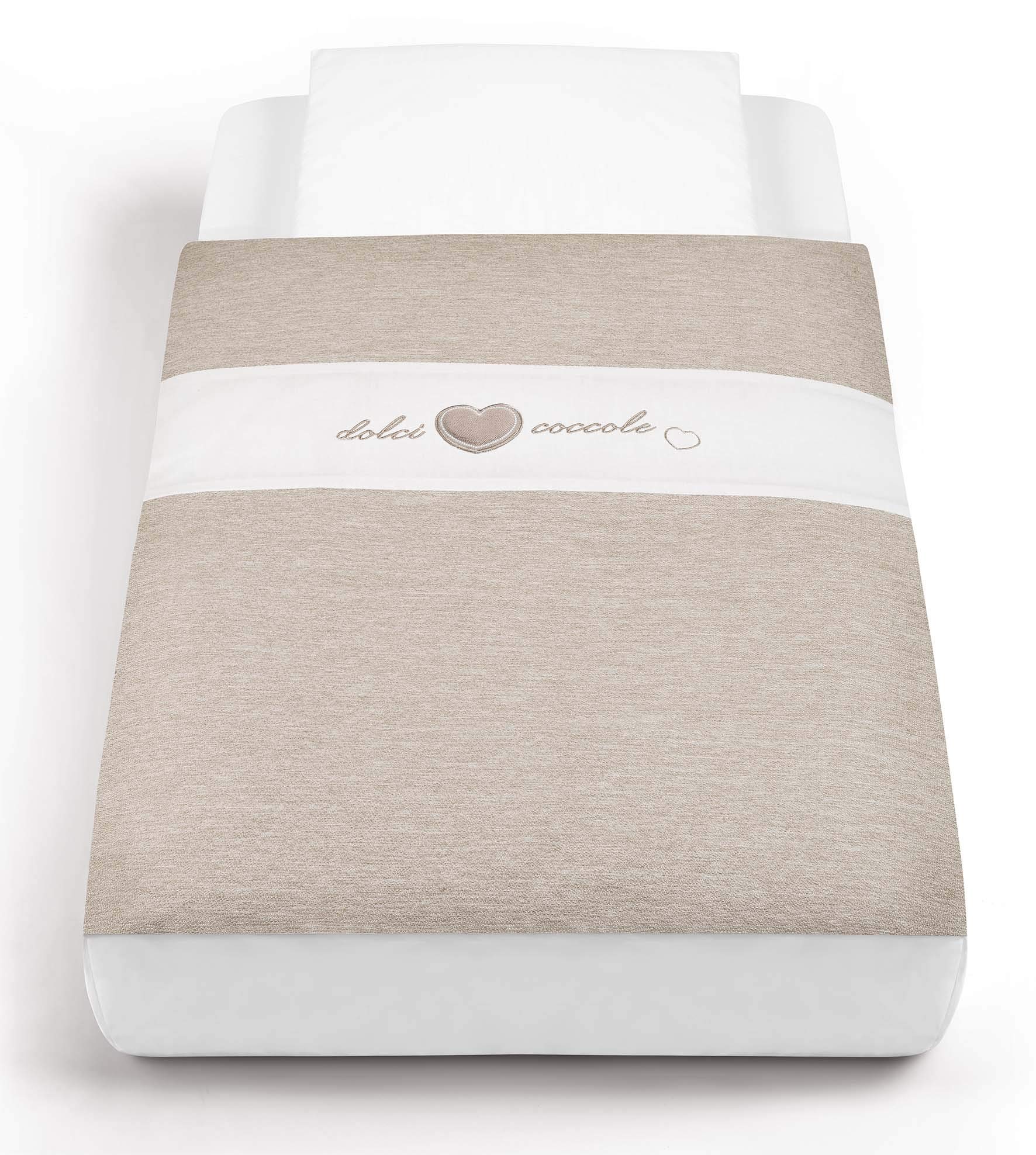 CAM Il mondo del bambino ART926-154 - Baby Bedding Set, Baby Warm Duvet And Duvet Cover, Baby Bed, For Baby Cot, Baby Bassinet, Soft Pillowcase And Mattress Cover, 1.1 Kg, 4 Pcs - T154- Beige