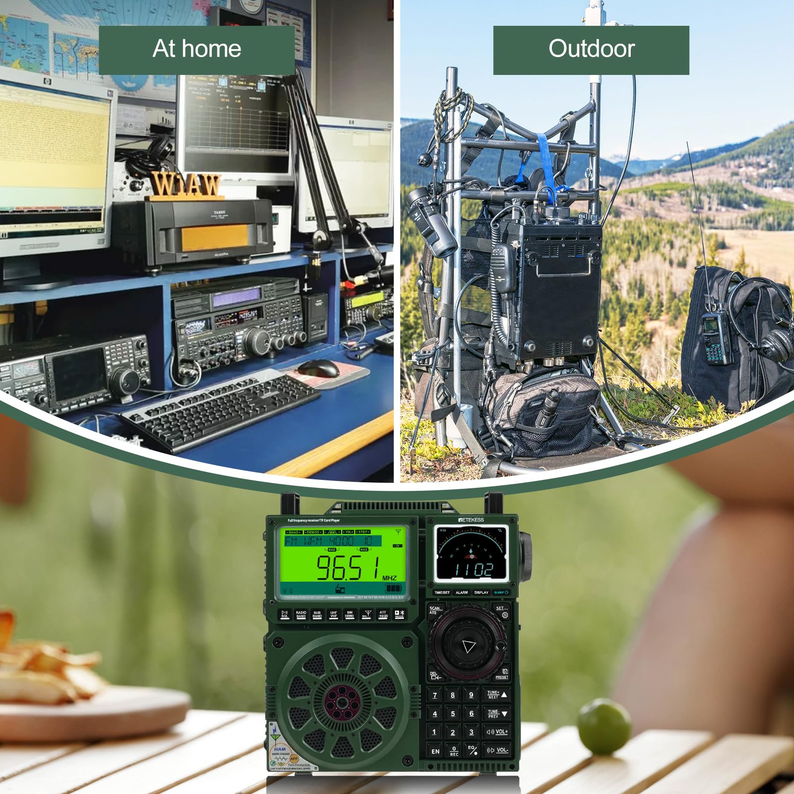 Retekess TR113 Radio de Onda Corta,Air SSB,Radio Portátil Digital,Avanzado Remoto de Aplicaciones,Antena Adicional, Sonido,Recargable,Exterior, Emergencia